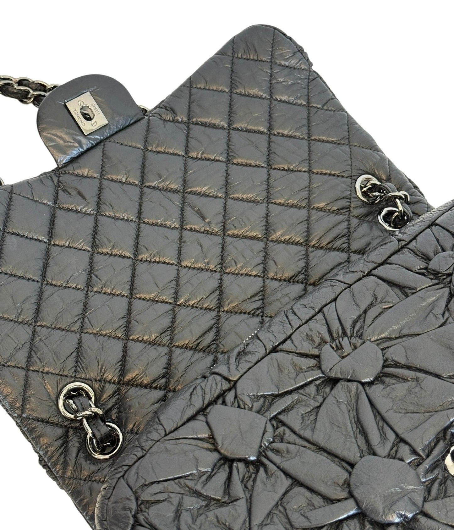 Chanel F/W 2015 Black Lemaire Puffed Draped Lambskin Large Classic Flap Bag