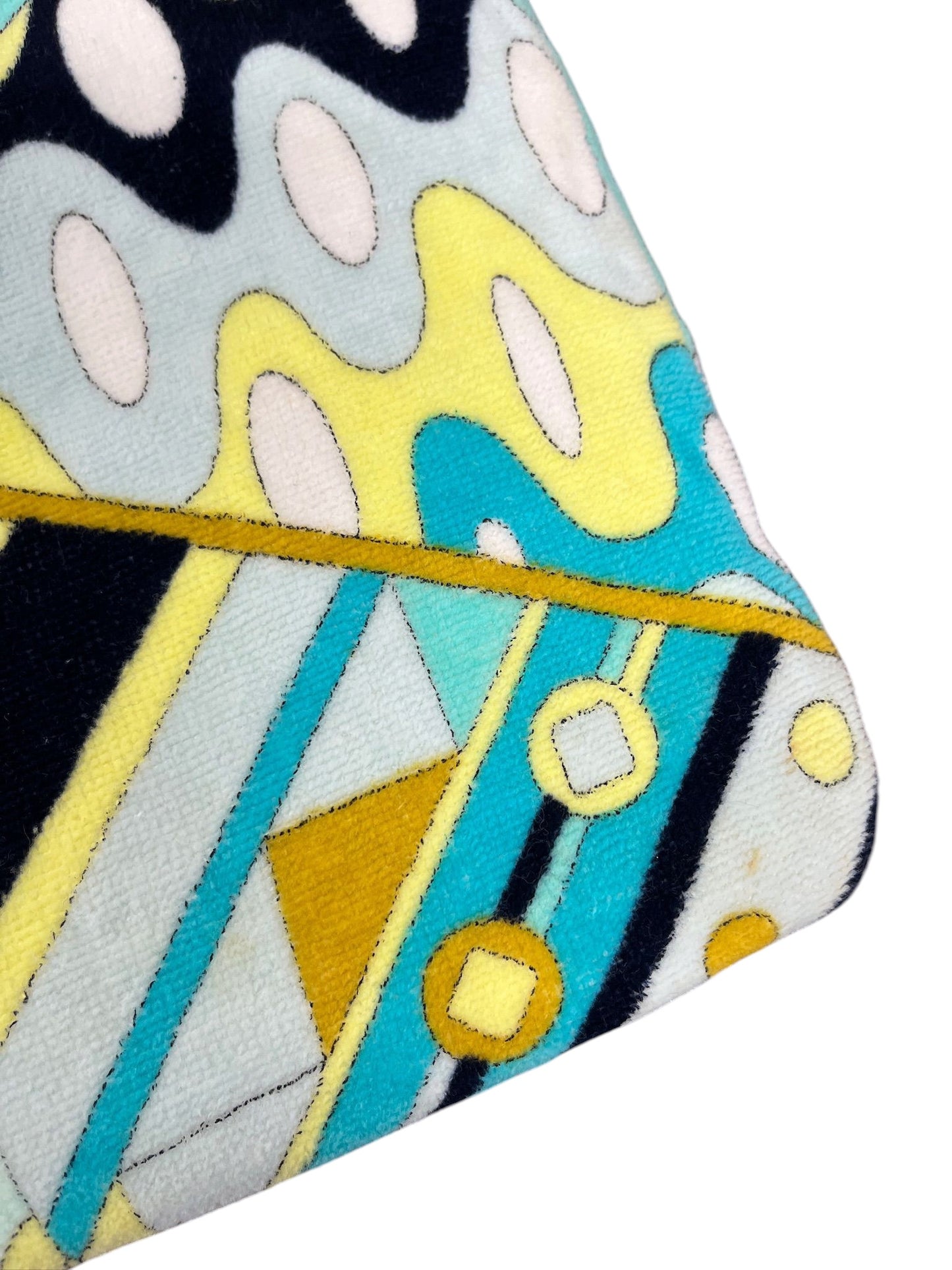 Emilo Pucci Vintage Blue Yellow Terrycloth Medium Shoulder Tote Bag 
