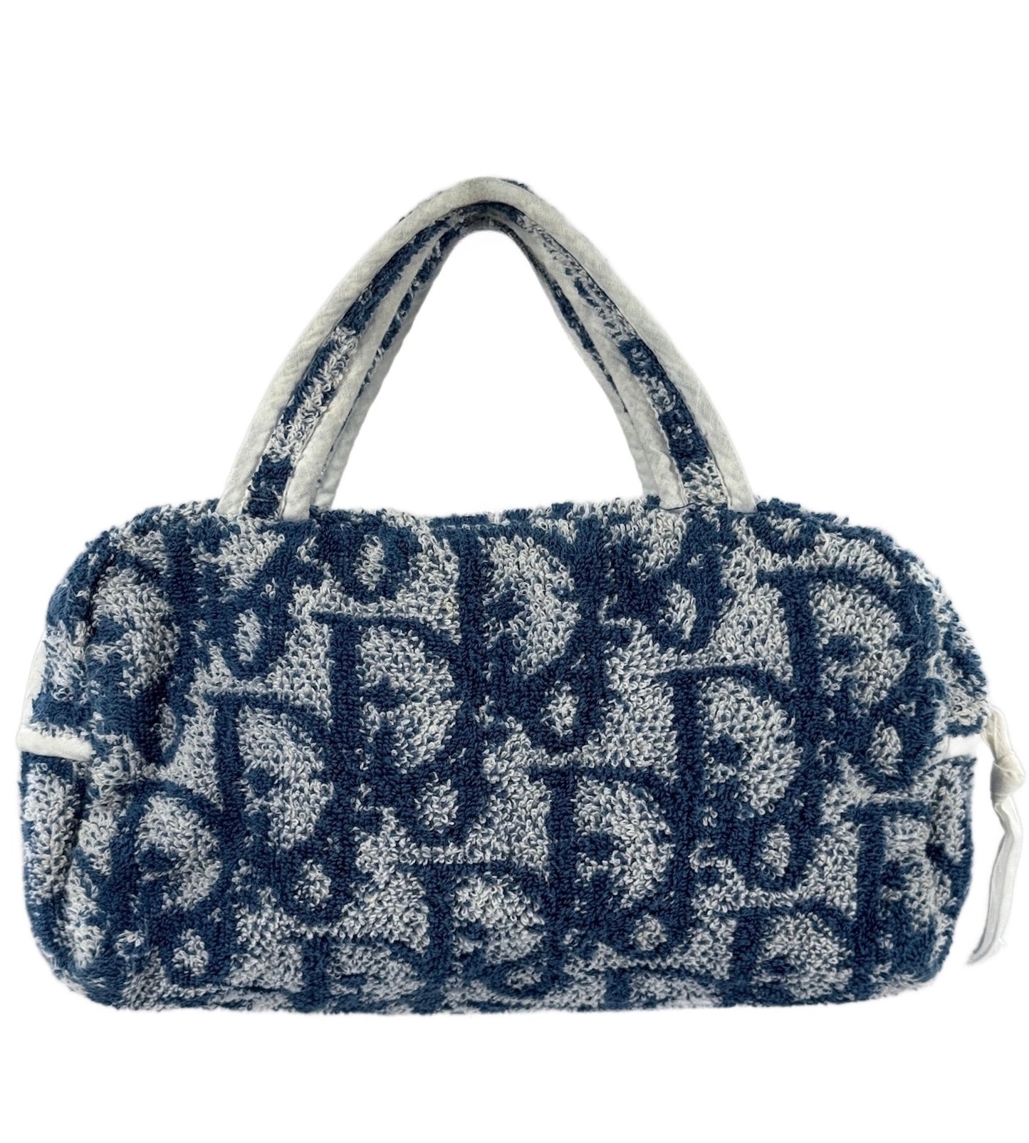 Dior Vintage Blue Monogram Diorissimo 2 Terry Cloth Cosmetic Mini Top Handle Bagl