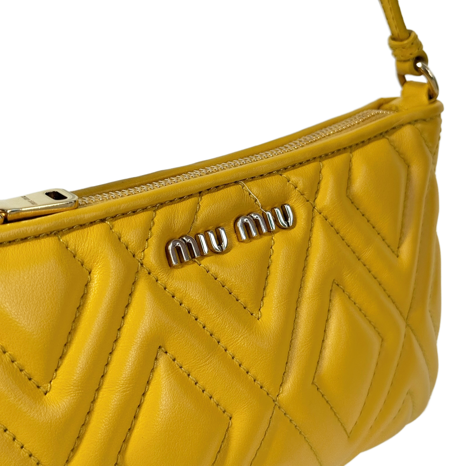 Miu Miu Vintage Yellow Quilted Leather Mini Pochette Bag