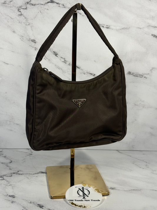 Prada Vintage Khaki Green Tessuto Nylon Shoulder Bag