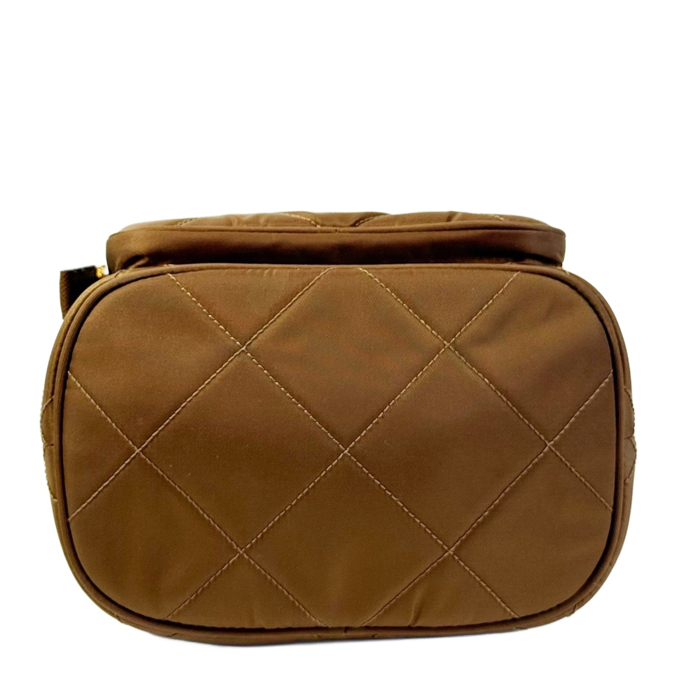 Prada Light Brown Quilted Nylon Small Drawstring Bucket Shoulder Bag