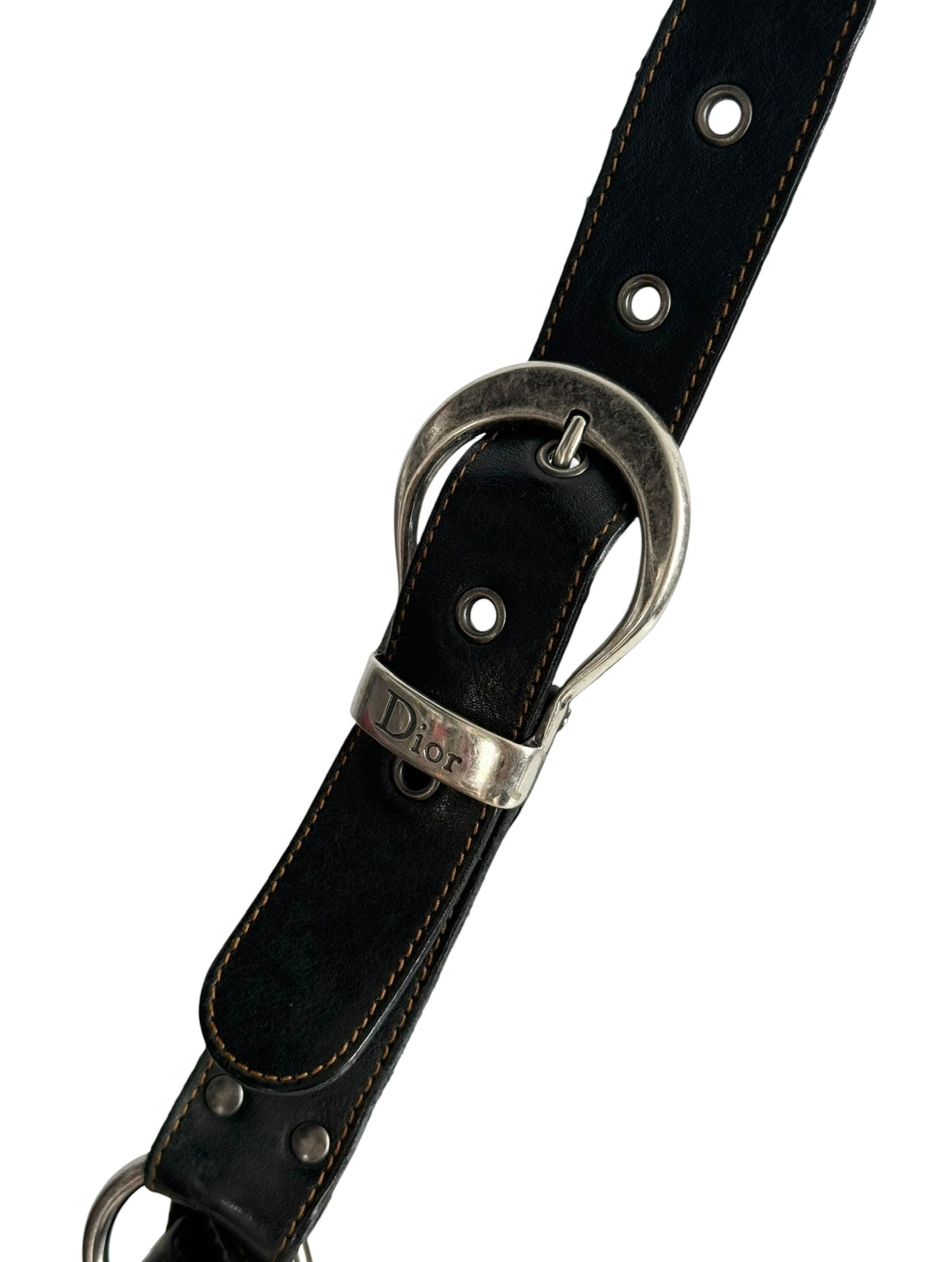 Dior by John Galliano Vintage 2006 Black & Brown Leather Small Gaucho Shoulder Saddle Messenger Bag