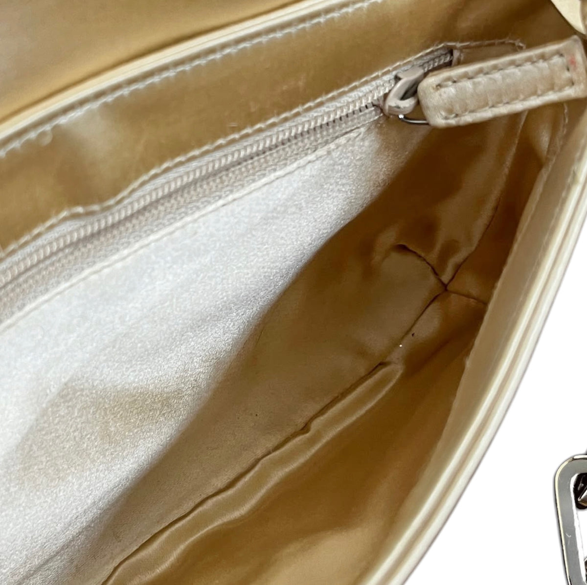 Gucci Vintage Champagne Gold Satin Chain Shoulder Evening Bag