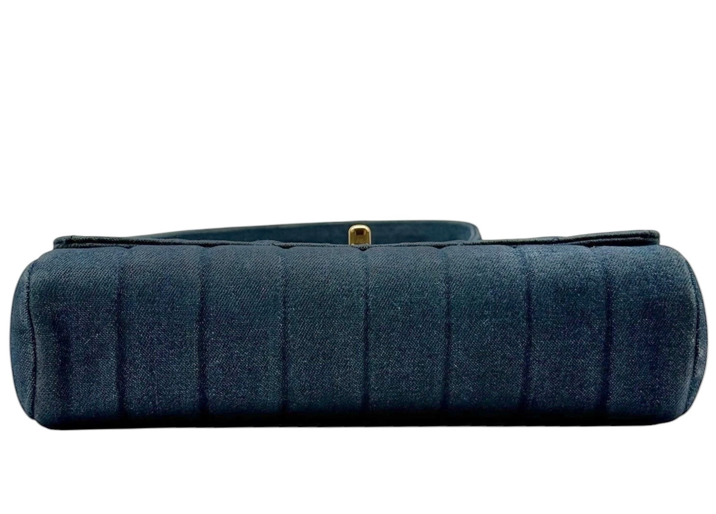 Chanel Vintage 90s Blue Denim Quilted Medium Full Flap Shoulder Bag with 24K GPHW