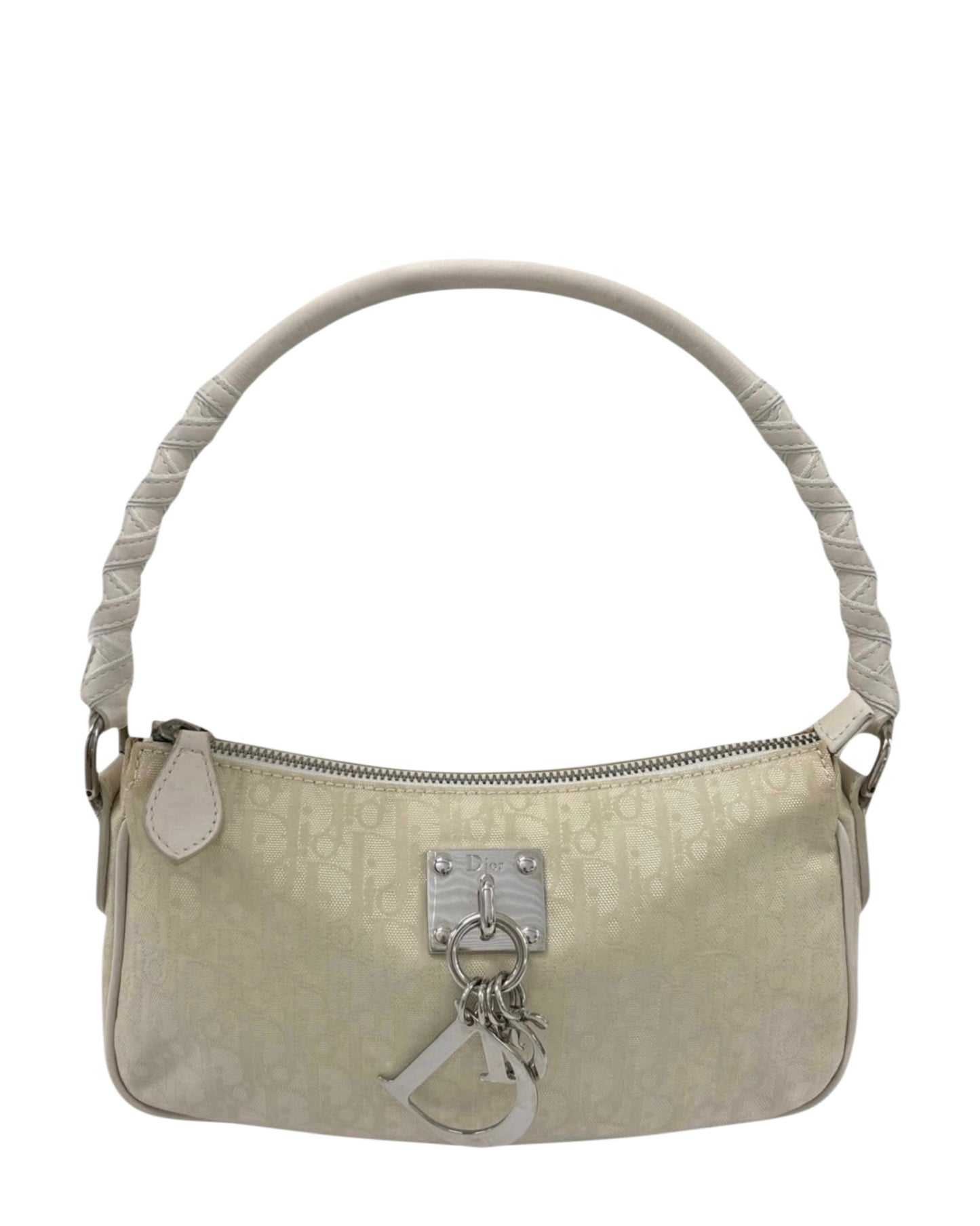 Dior Vintage 2007 Ivory Diorissimo Monogram Lovely Charm Shoulder Pochette Bag