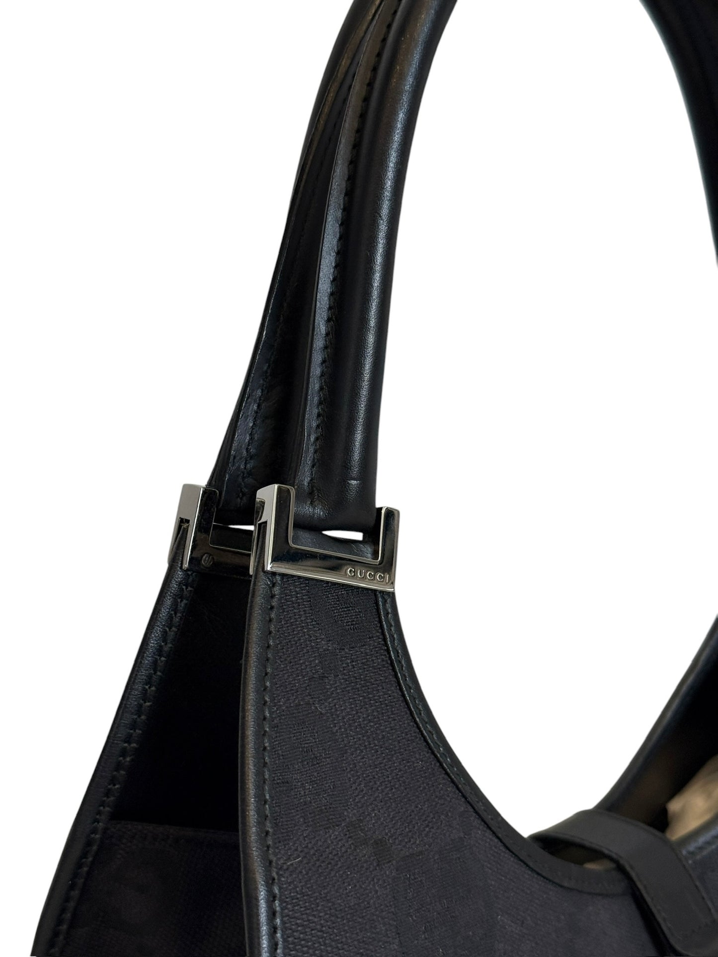 Gucci Vintage Black Jumbo GG Monogram Medium Jackie Shoulder Bag