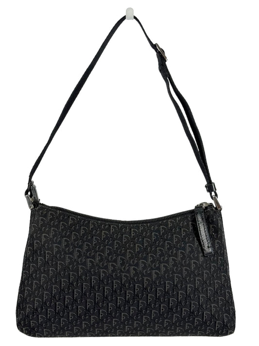 Dior Vintage Black Trotter Monogram Small Pochette Shoulder Bag