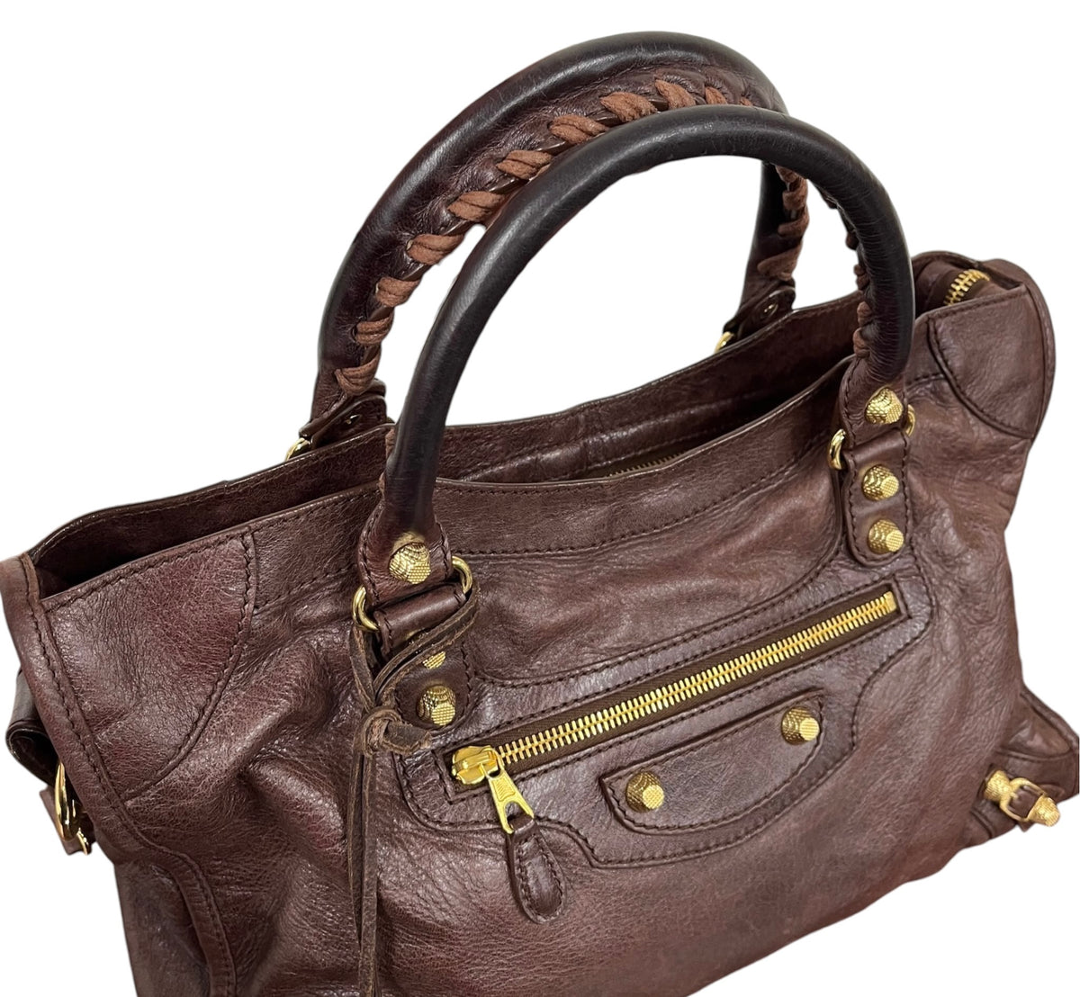 Balenciaga Vintage Dark Brown Leather Medium Motocross City Bag