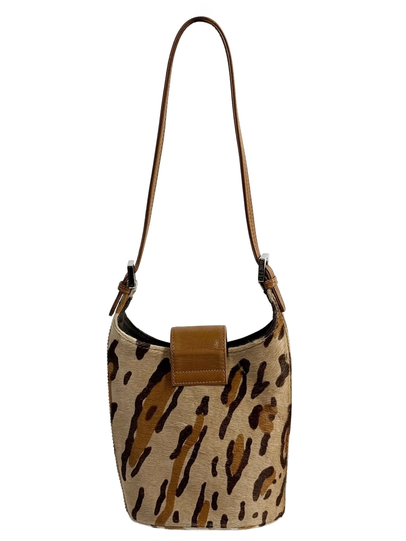 Fendi Vintage Leopard Print Pony Hair Mini Bucket Bag