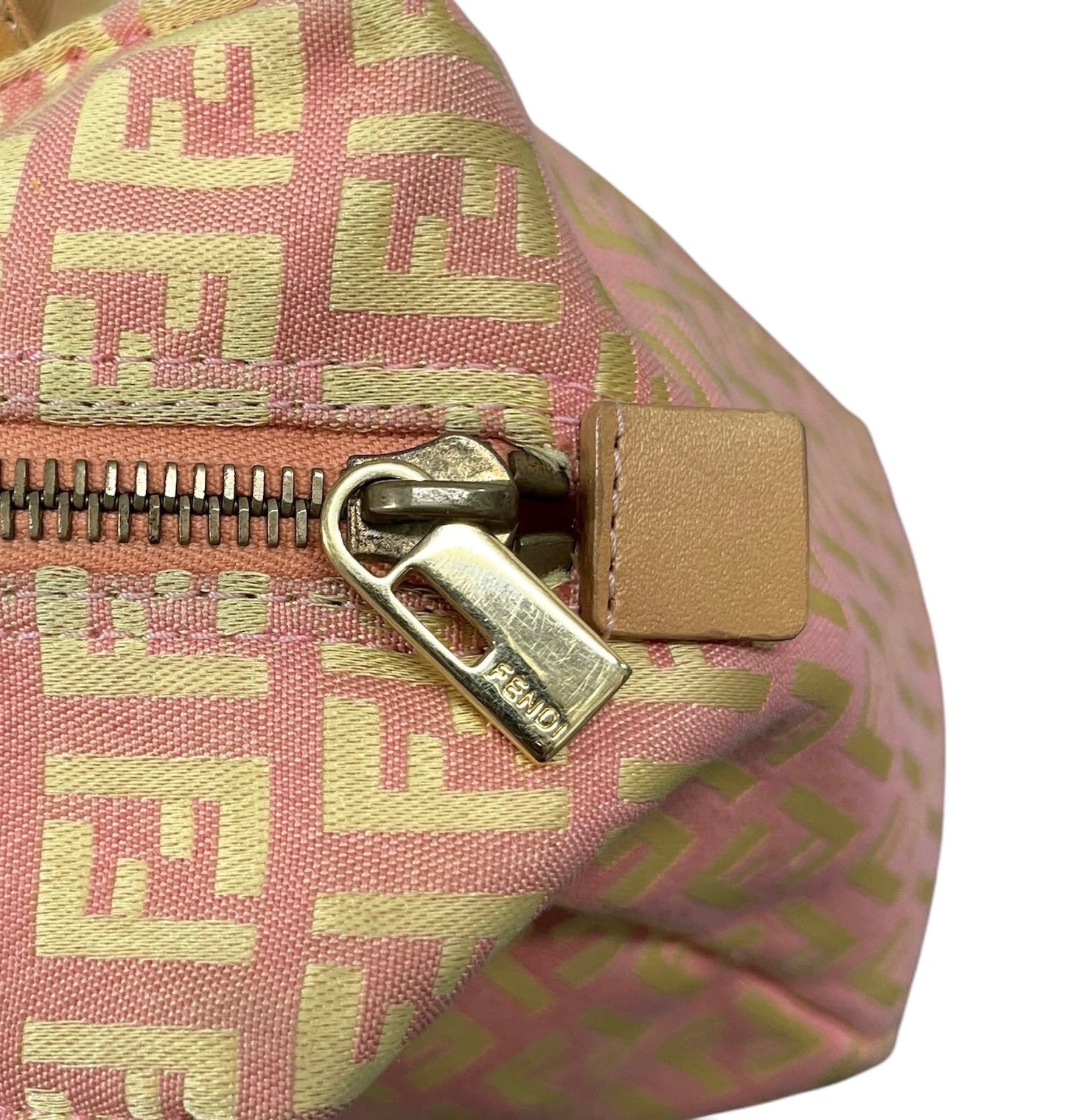 Fendi Vintage Pink and Yellow Zucchino Zucca Monogram Mini Top Handle Pochette Bag