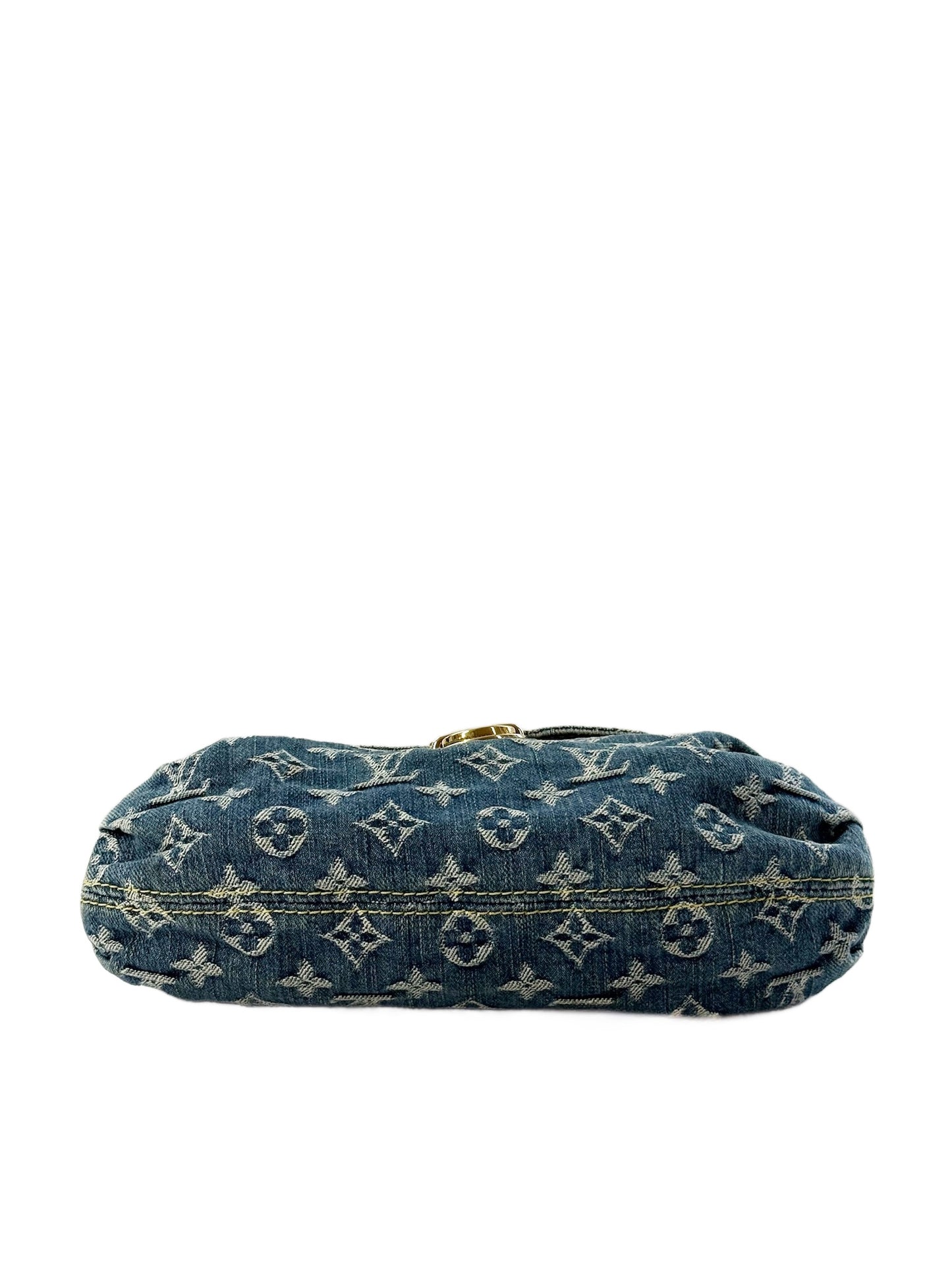 Louis Vuitton Vintage Blue Denim Monogram Mini Pleaty Pochette Shoulder Bag