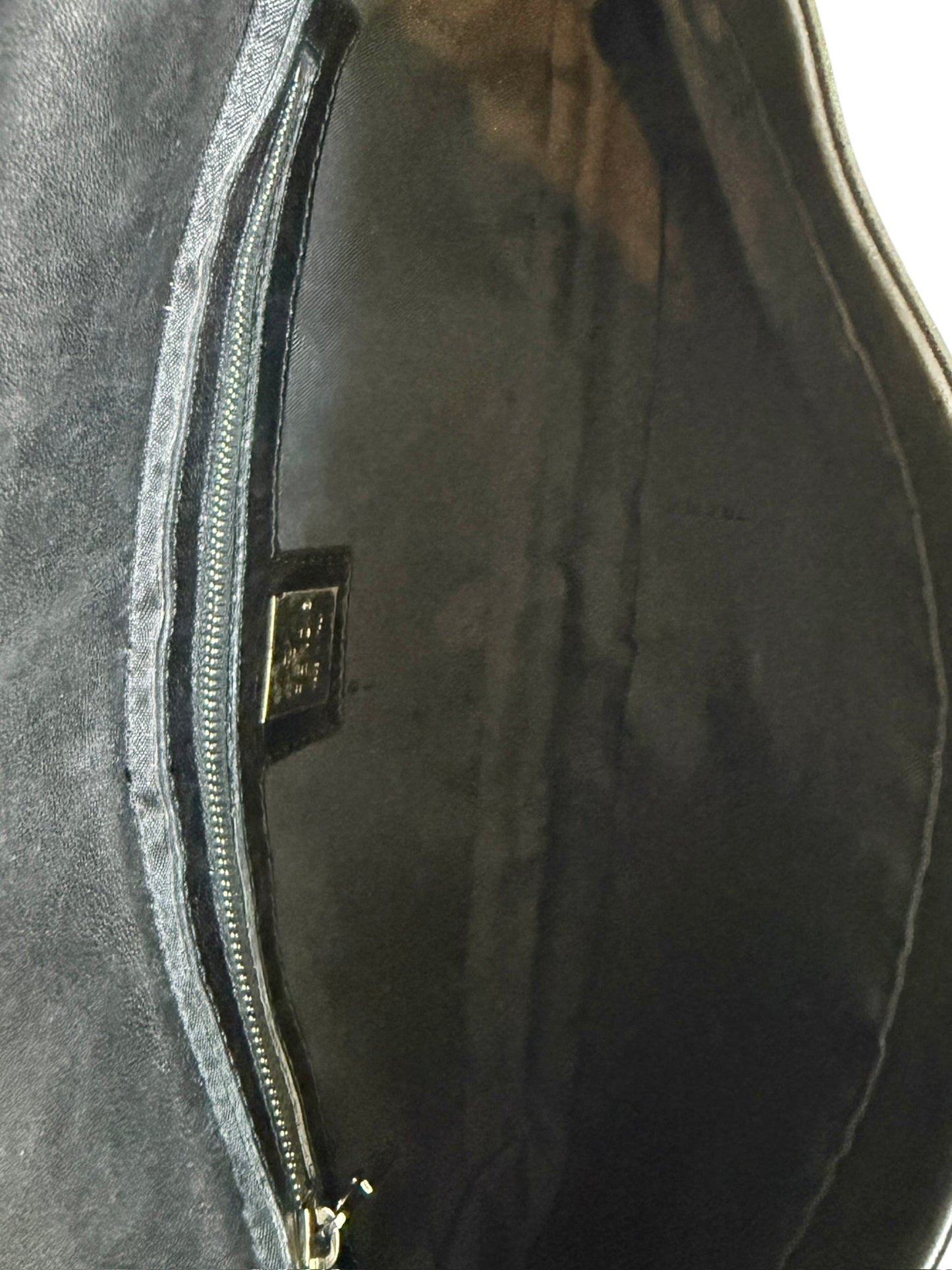 Fendi Vintage Black Lambskin Shoulder Baguette Bag with SHW