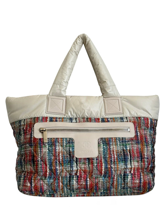 Chanel 2014 Multicolor Nylon Tweed Coco Cocoon Large Shoulder Tote Bag