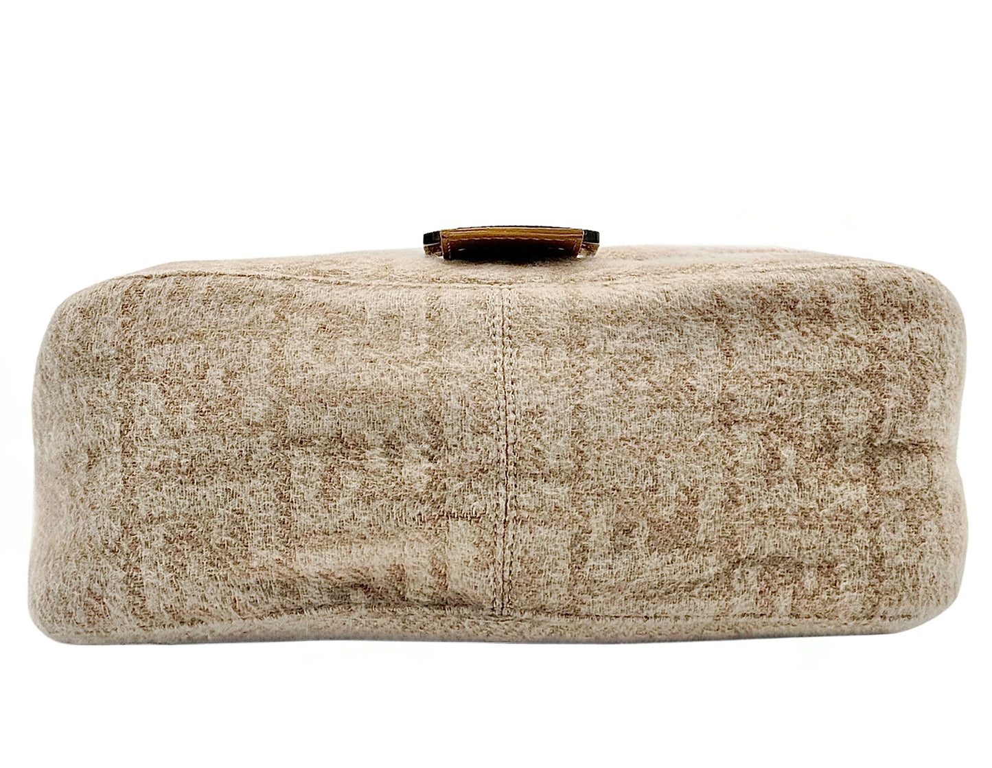 Fendi Vintage Beige Zucca Monogram Knit Wool Mamma Baguette Shoulder Bag
