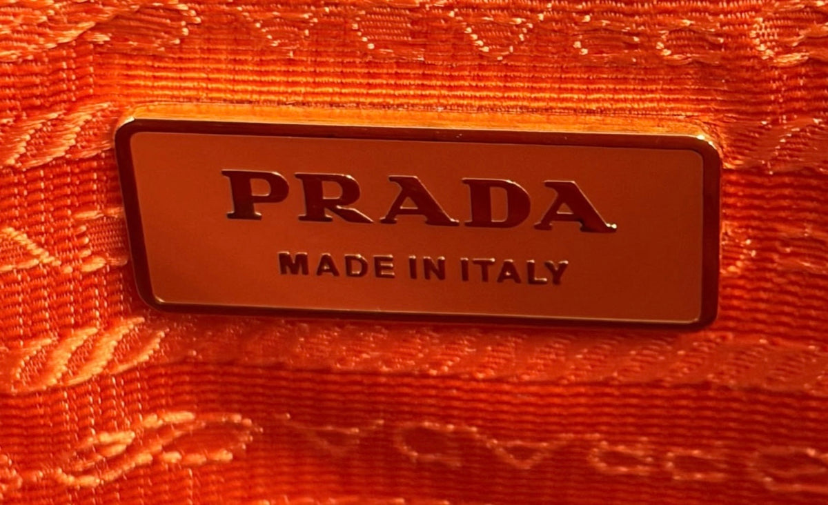 Prada Vintage Orange Perforated Leather Large Top Handle Bowling Bag