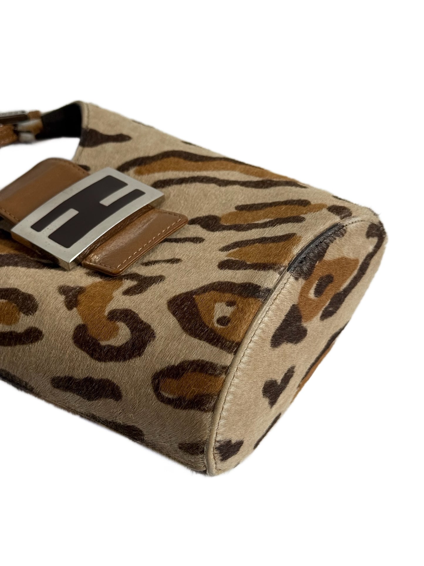 Fendi Vintage Leopard Print Pony Hair Mini Bucket Bag
