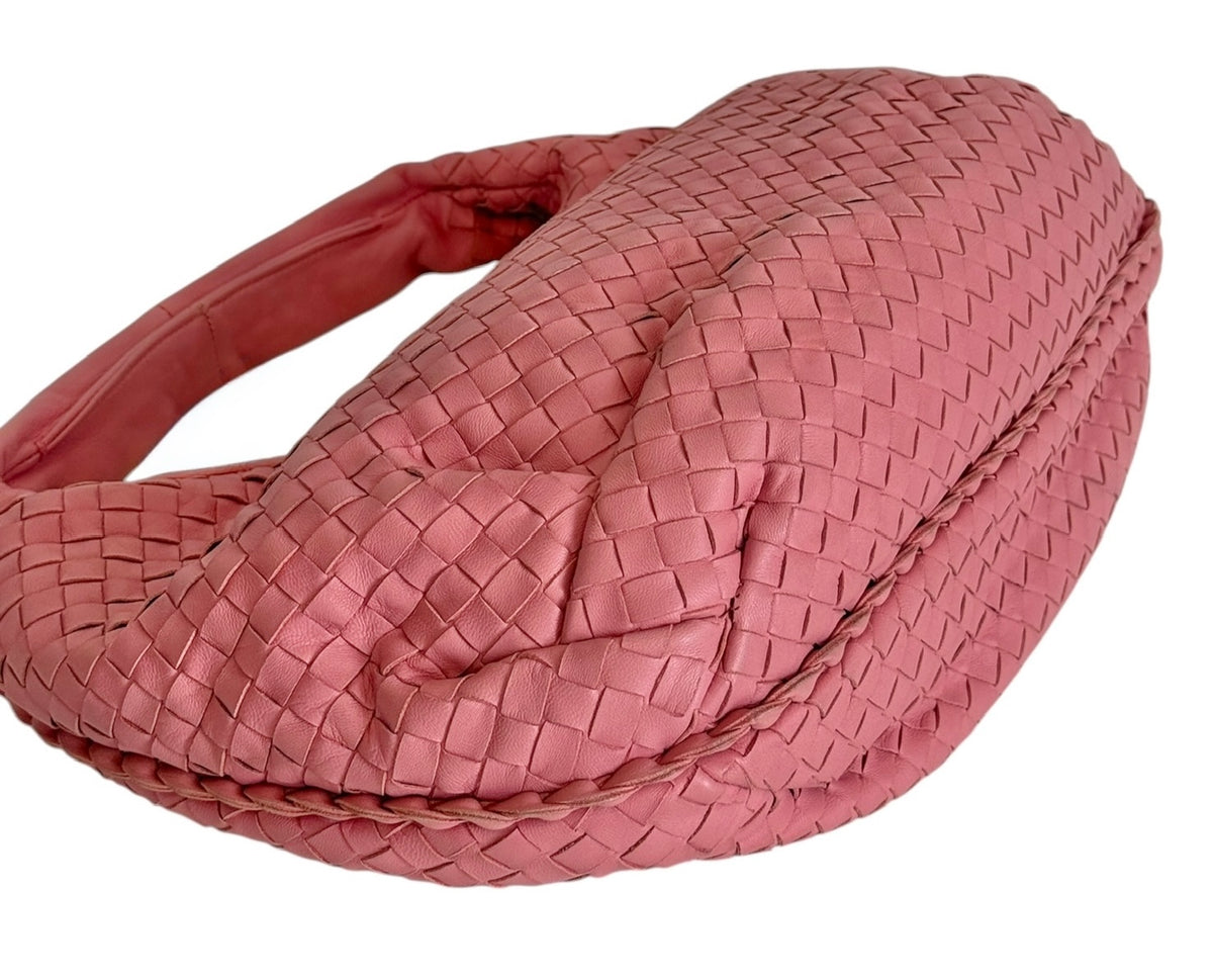 Bottega Veneta Vintage Pink Intrecciato Leather Hobo Shoulder Bag