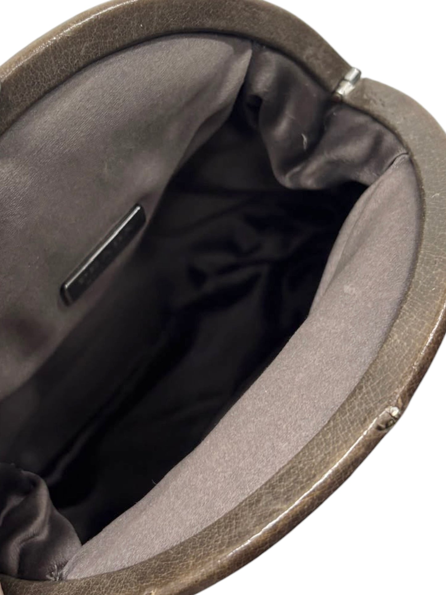 Prada Vintage Light Brown Calfskin Gathered Kisslock Clutch Chain Bag