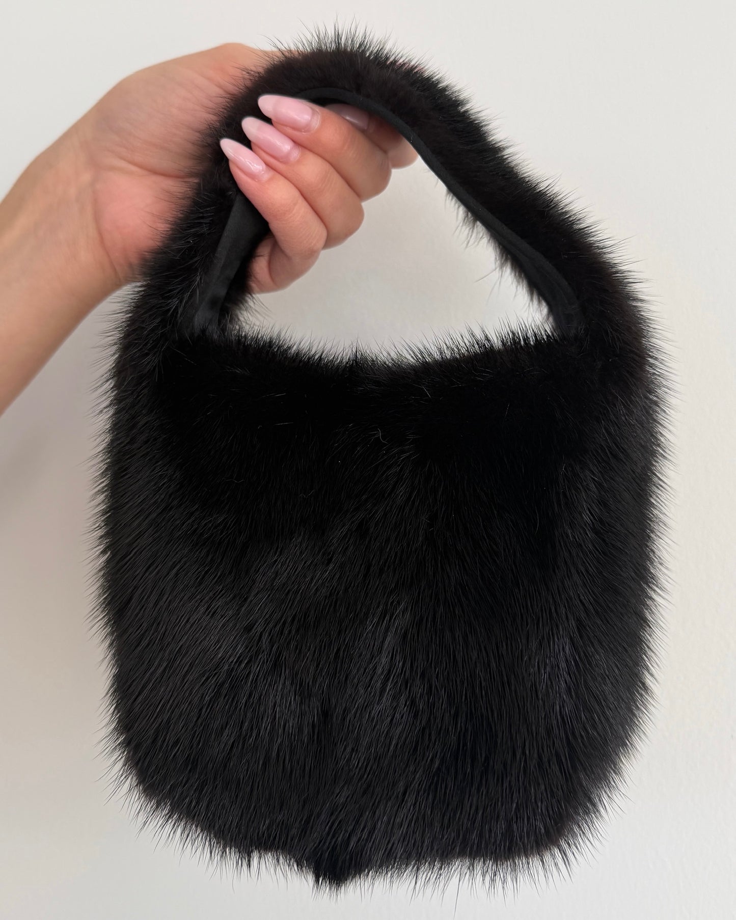 Gucci by Tom Ford Vintage Black Mink Fur Mini Top Handle Evening Bag
