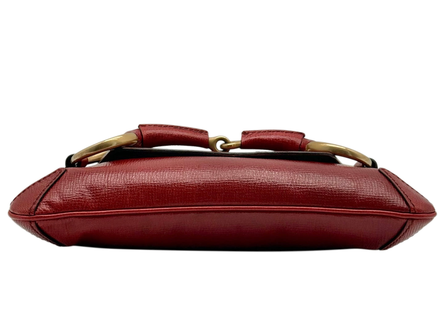 Gucci Vintage Red Leather Small Horsebit Shoulder Clutch Bag