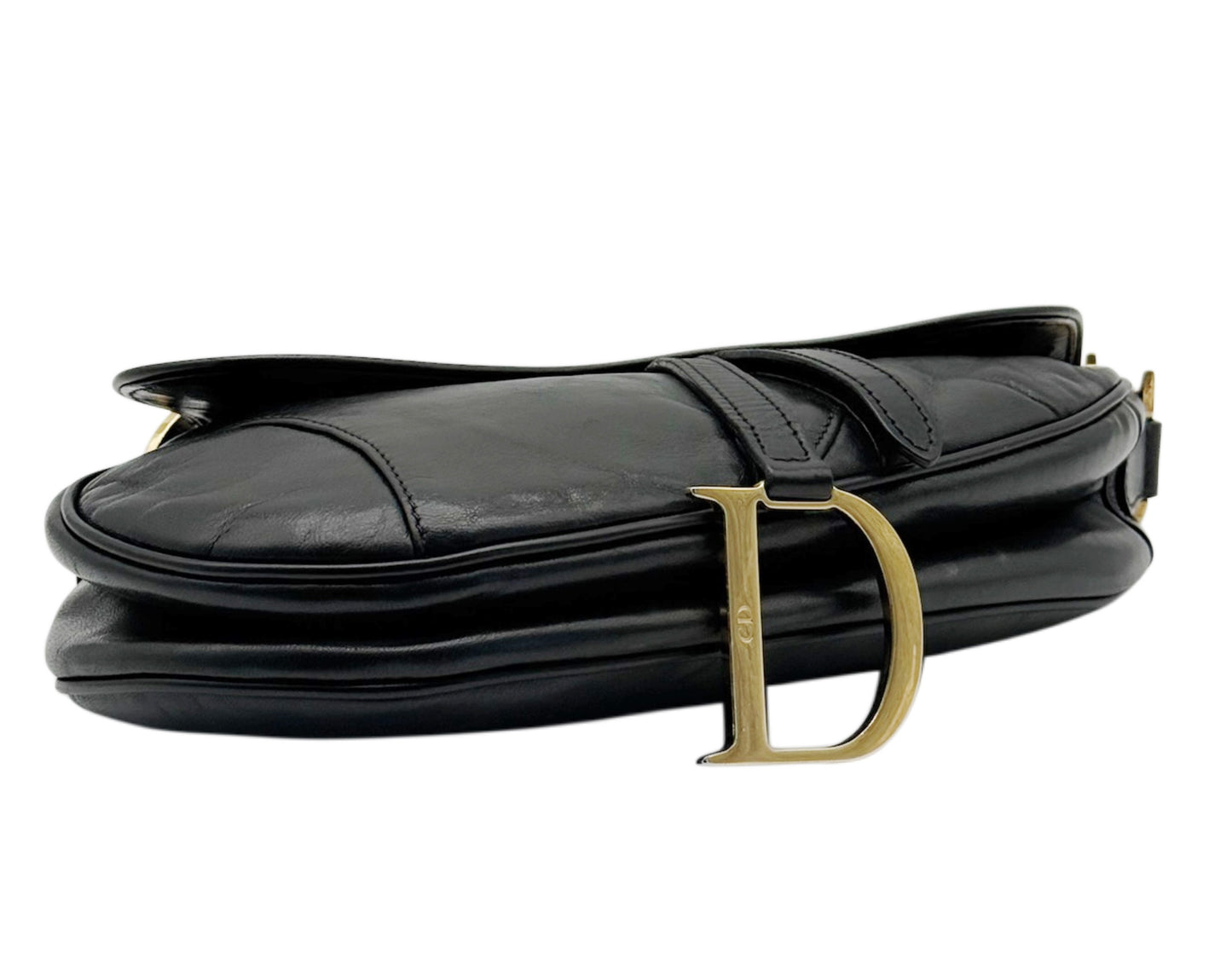 Dior Vintage 2000 Black Lambskin Leather Medium Saddle Bag