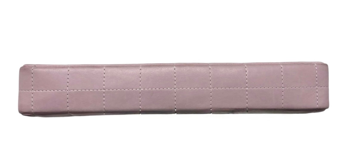 Chanel Vintage 00s Light Pink Chocolate Bar Quilted Lambskin East West Shoulder Flap Bag