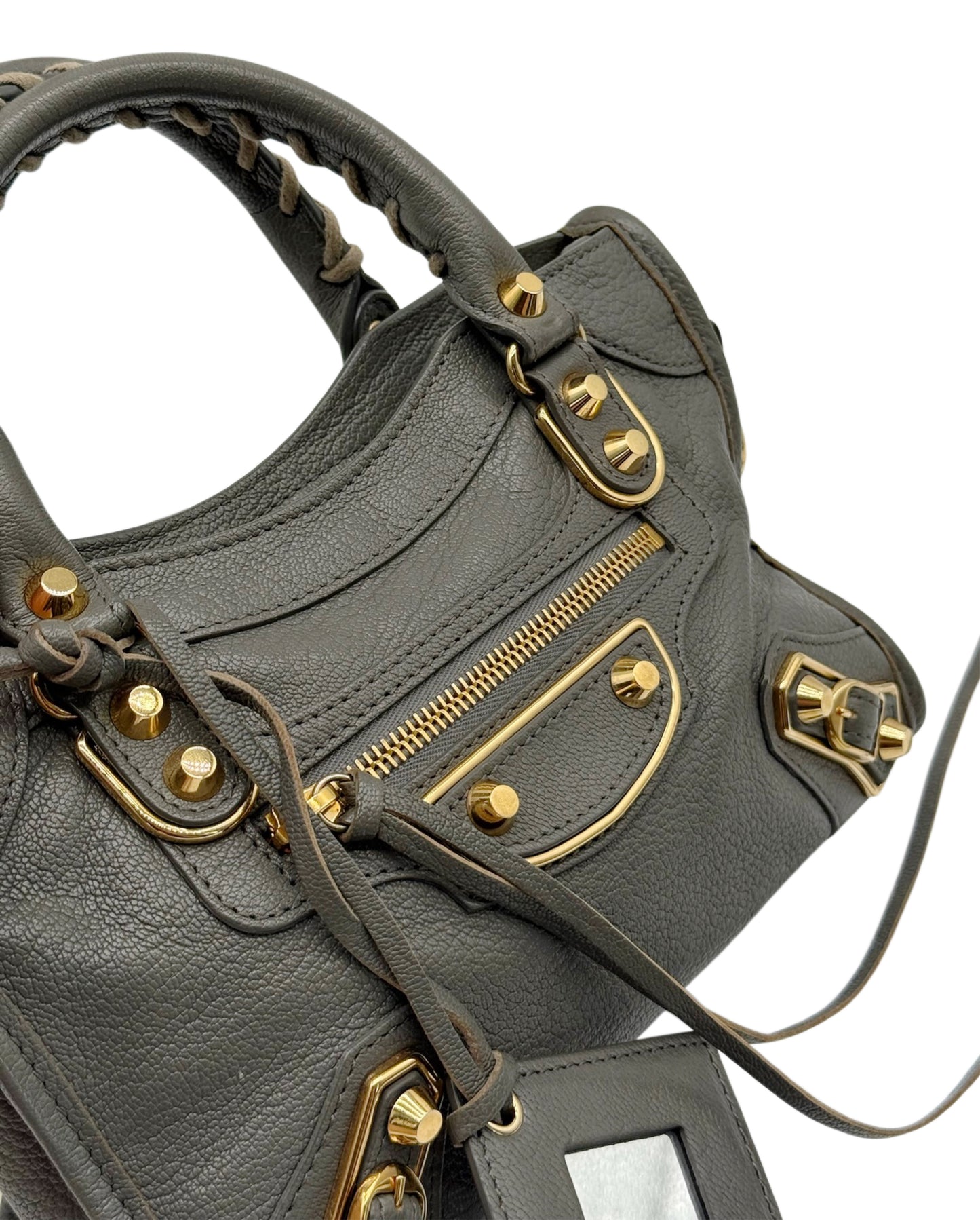 Balenciaga Slate Gray Agneau Leather Giant 12 Mini City Bag