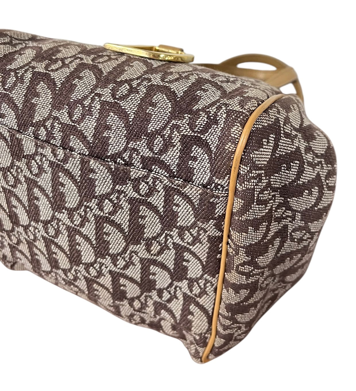 Dior Vintage Brown Trotter Monogram Mini Origami Top Handle Bag