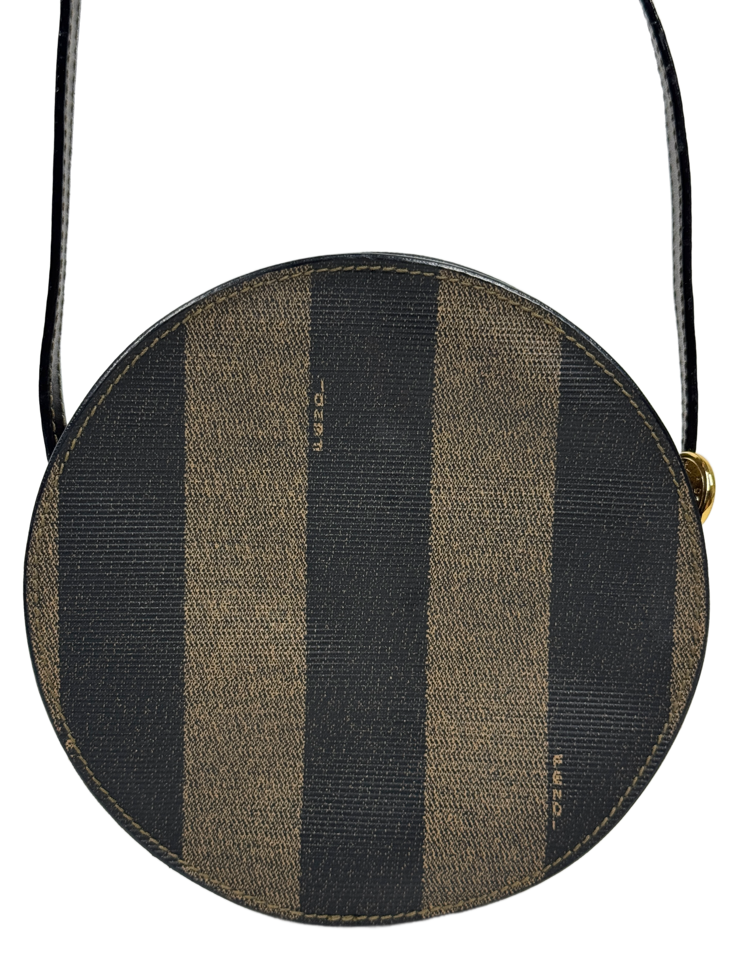 Fendi Vintage Black & Pequin Stripe Round Shoulder Crossbody Bag