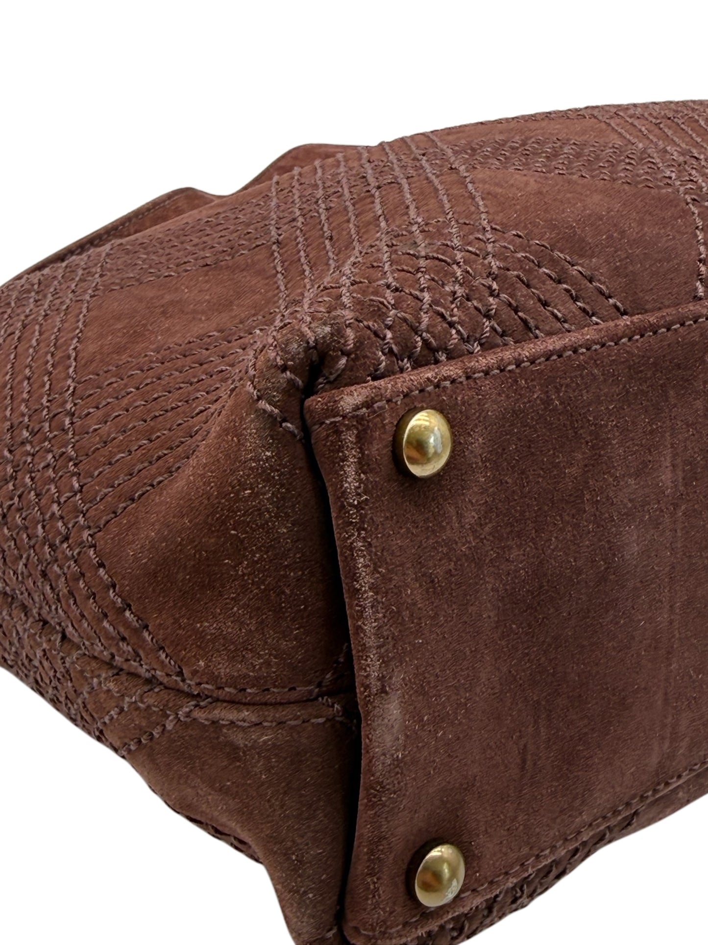 Chanel Vintage 00s Brown Suede Quilted Medium Shoulder Bag with Tassel