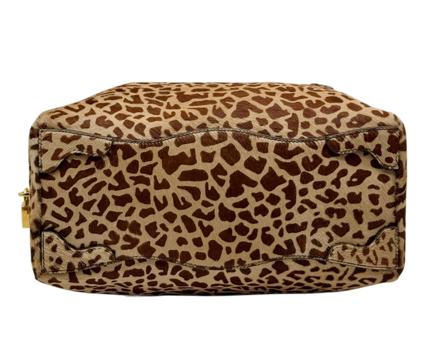 Prada Vintage Brown Giraffe Print Pony Hair Medium Bowler Boston Shoulder Bag