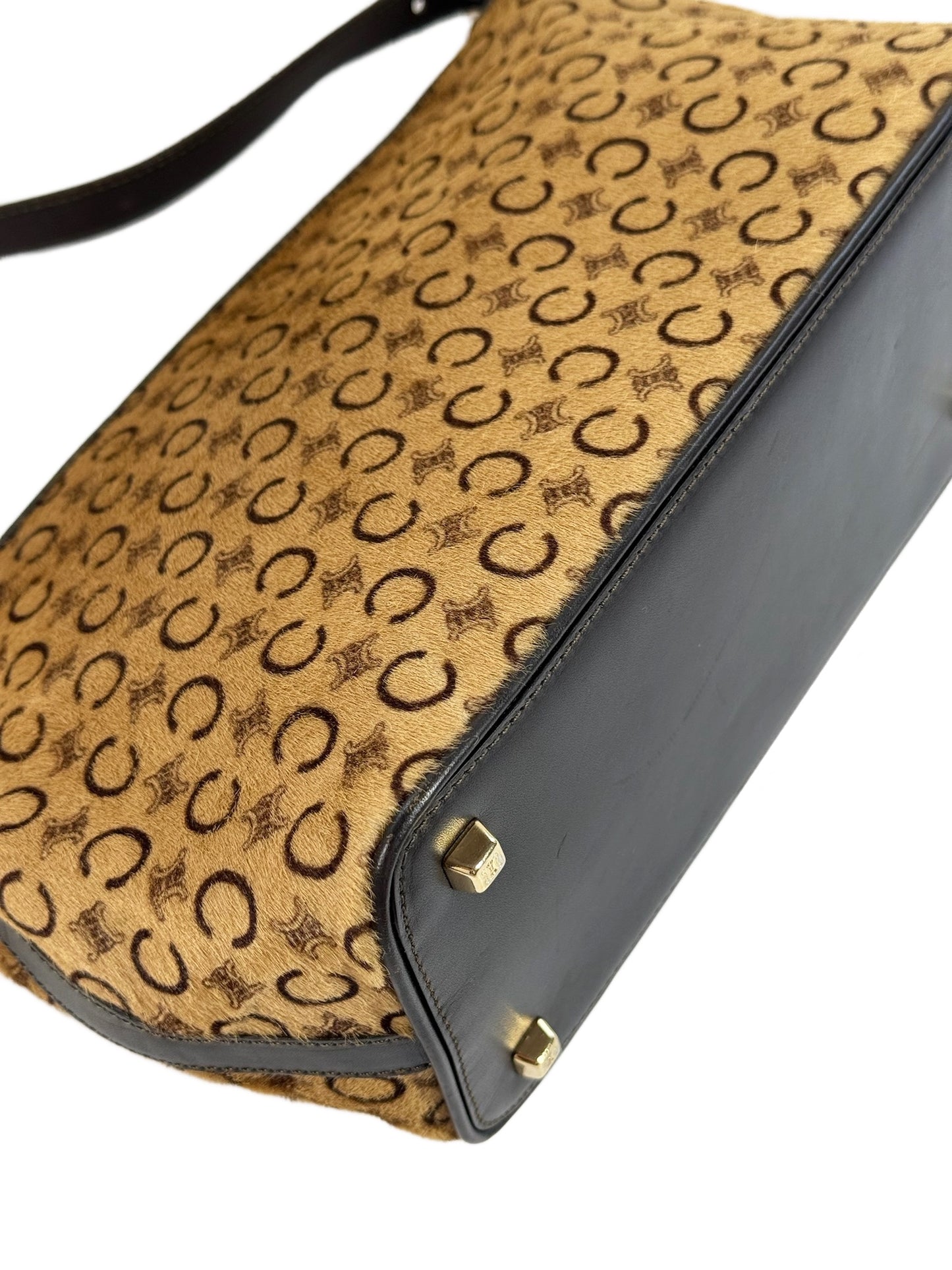 Celine Vintage Beige Macadam Monogram Pony Hair Medium Pochette