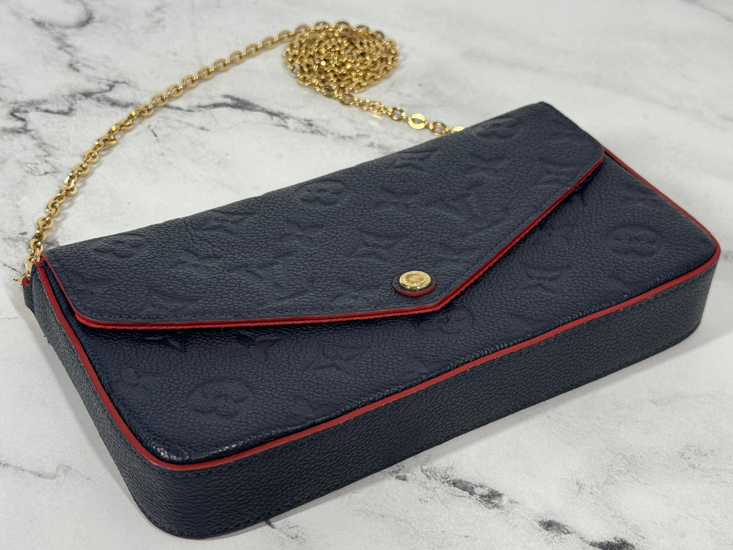 Louis Vuitton Marine Rouge Monogram Empreinte Leather Félicie Pochette