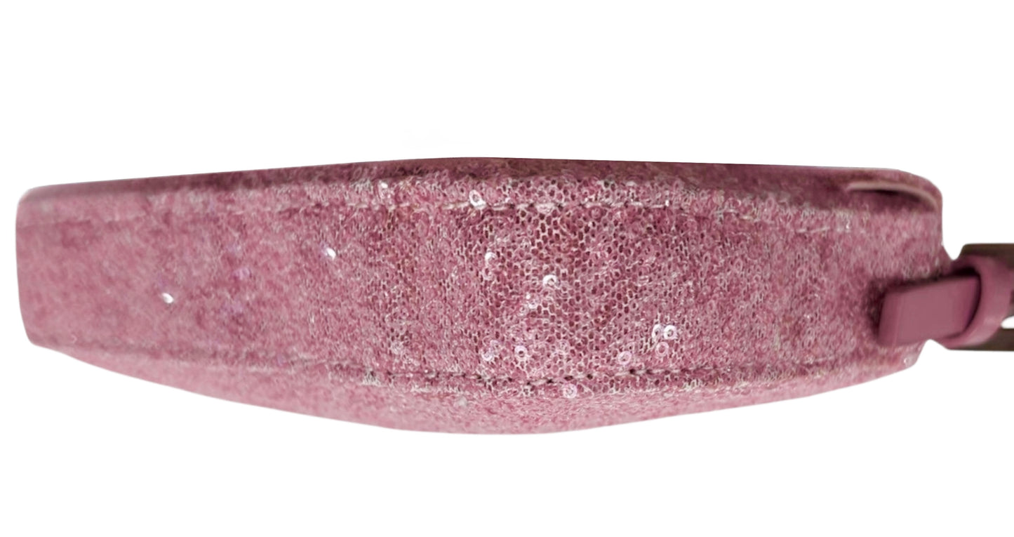 Fendi Vintage Pink Sequin Mini Shoulder Baguette Bag