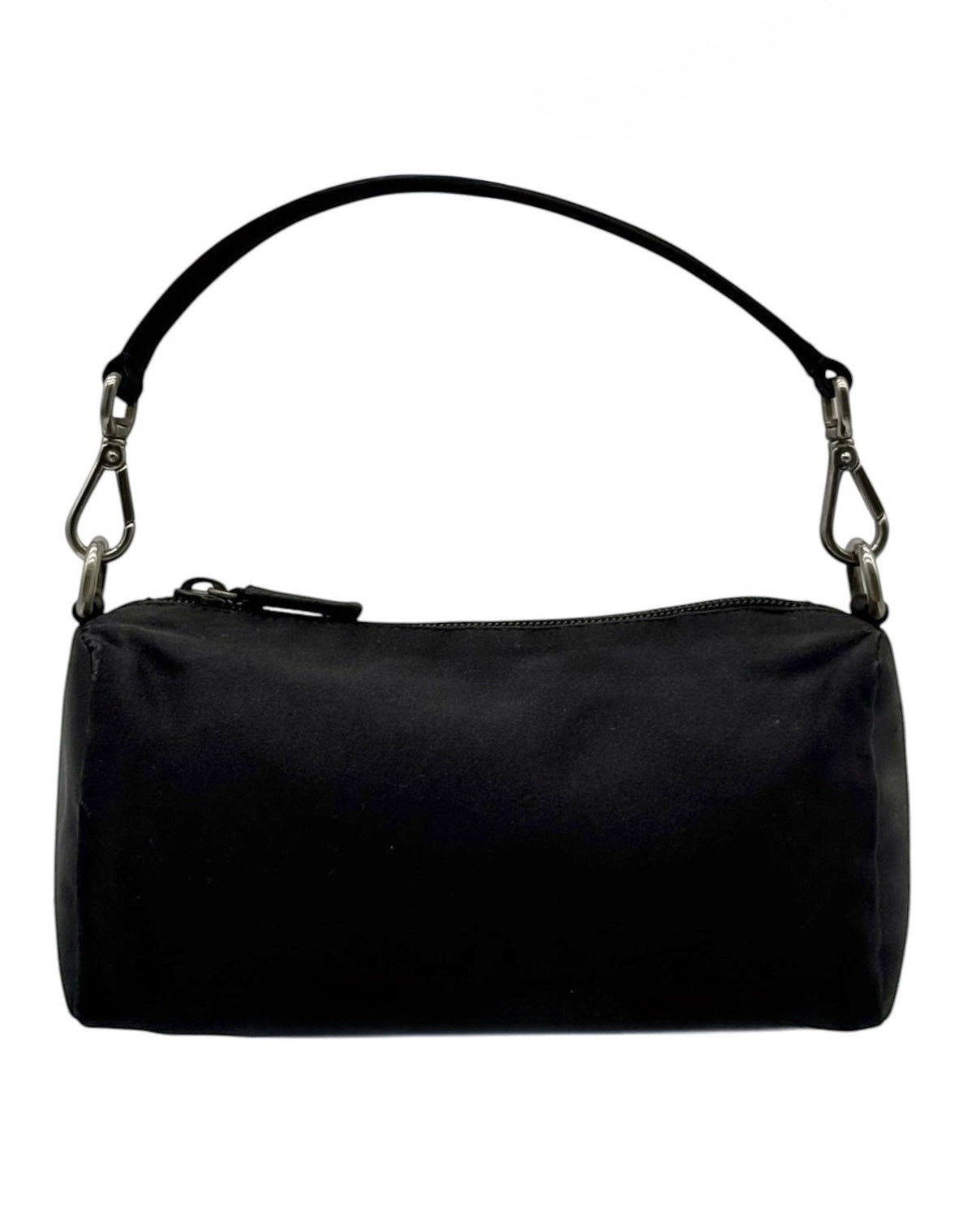 Prada Vintage Black Satin Barrel Mini Pochette Evening Bag