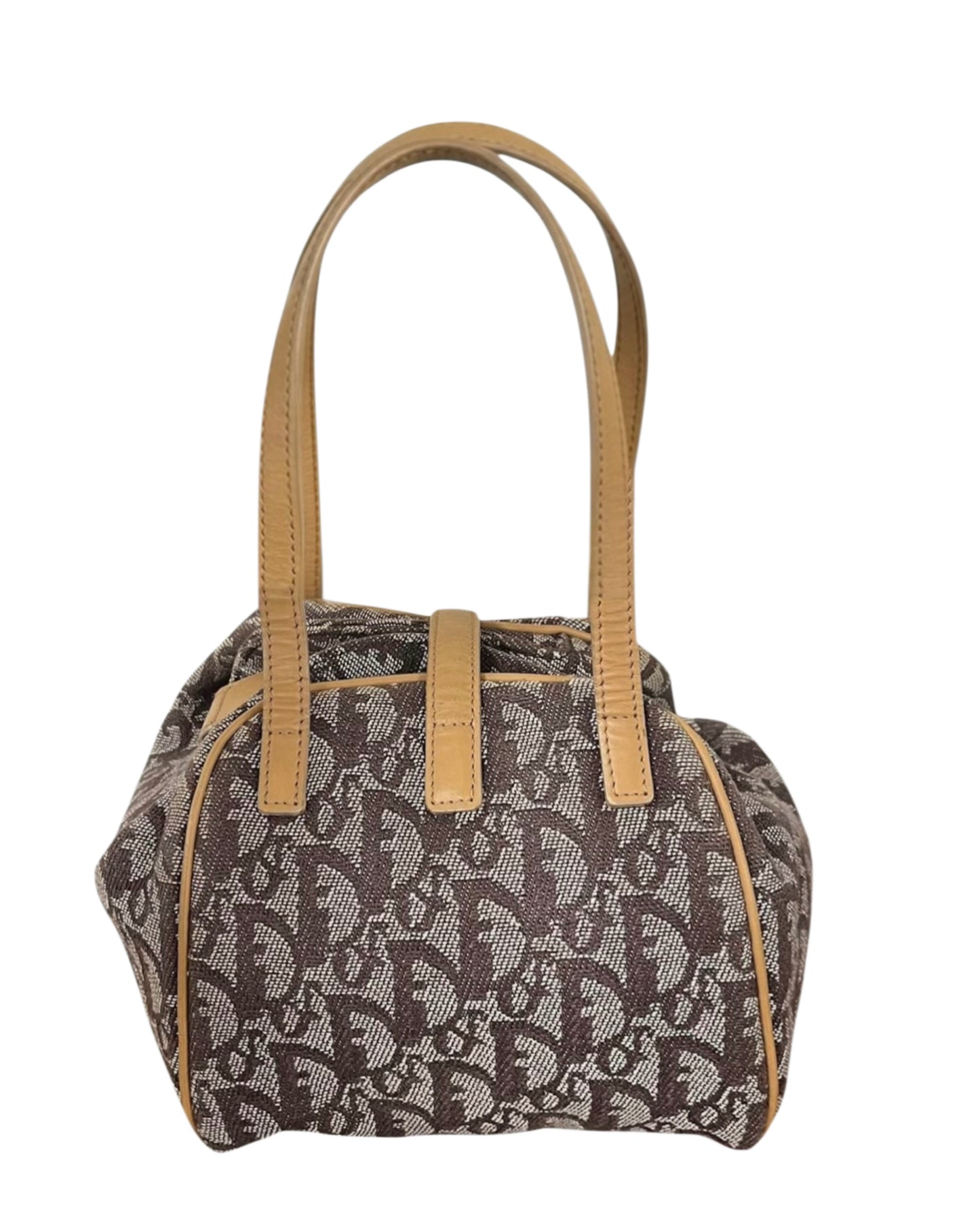 Dior Vintage Brown Trotter Monogram Mini Origami Top Handle Bag