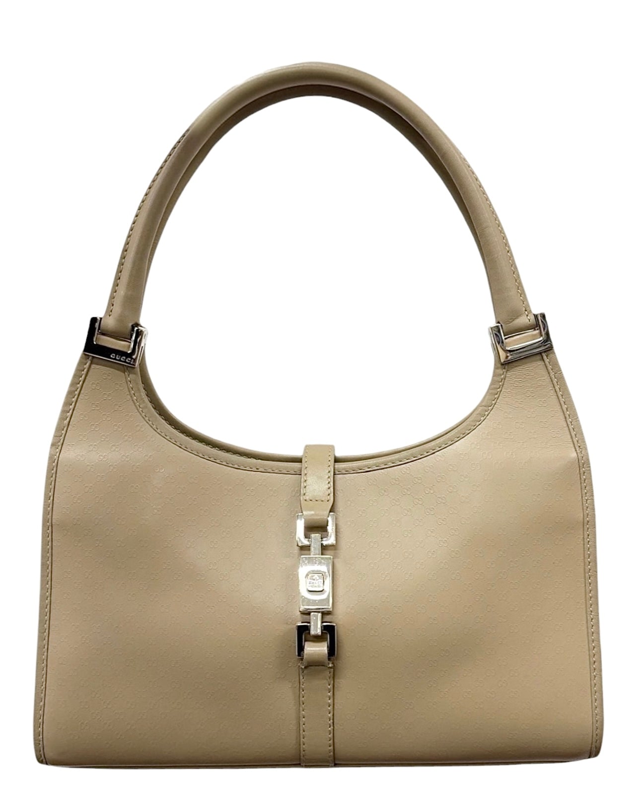 Gucci Vintage Beige GG Microguccissima Monogram Coated Leather Small Jackie Shoulder Bag