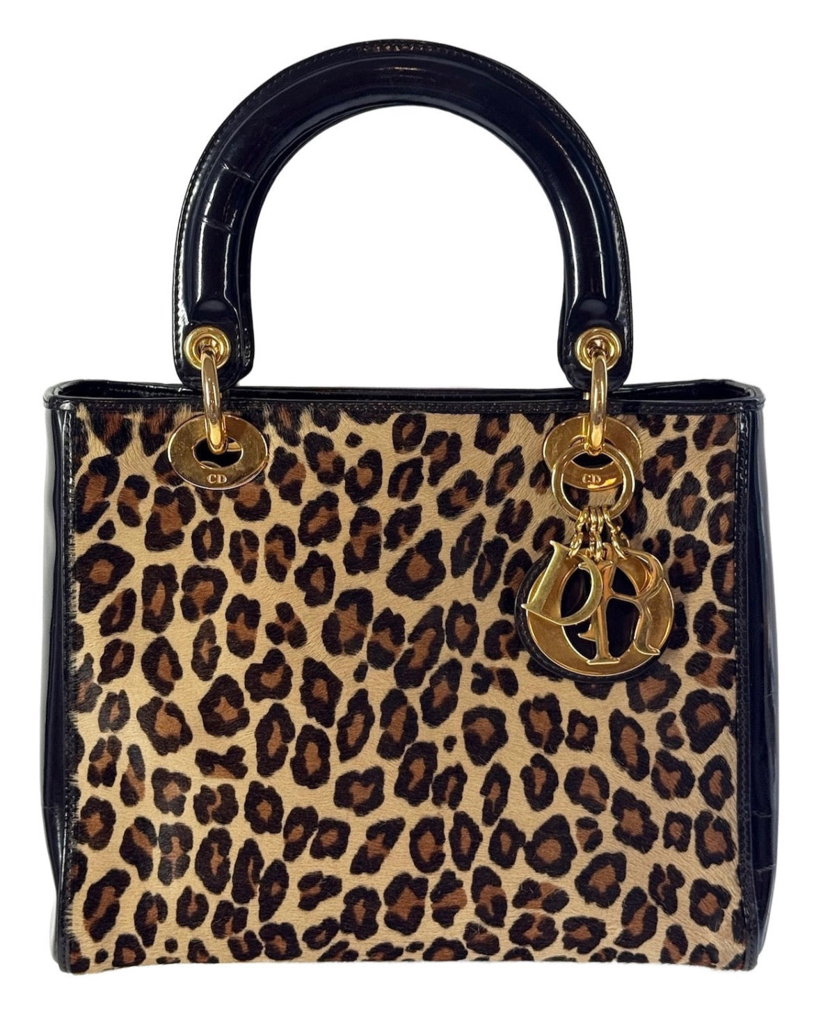 Dior Vintage Leopard Print Pony Hair Small Lady Dior Bag