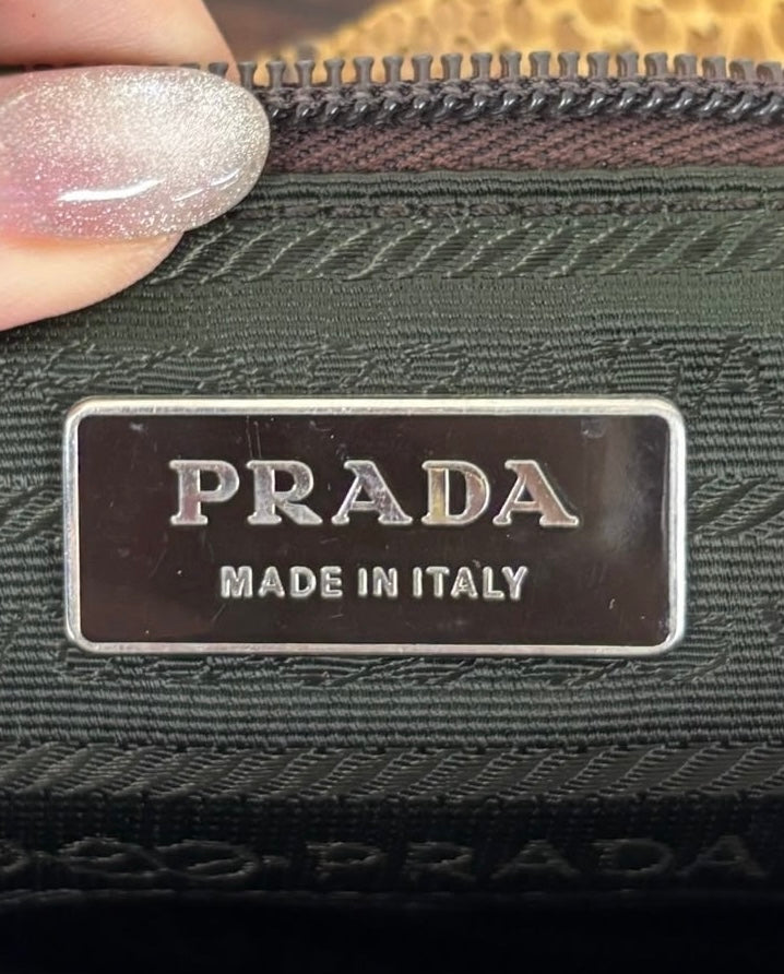 Prada Vintage Light Brown Python East West Shoulder Tote Bag 