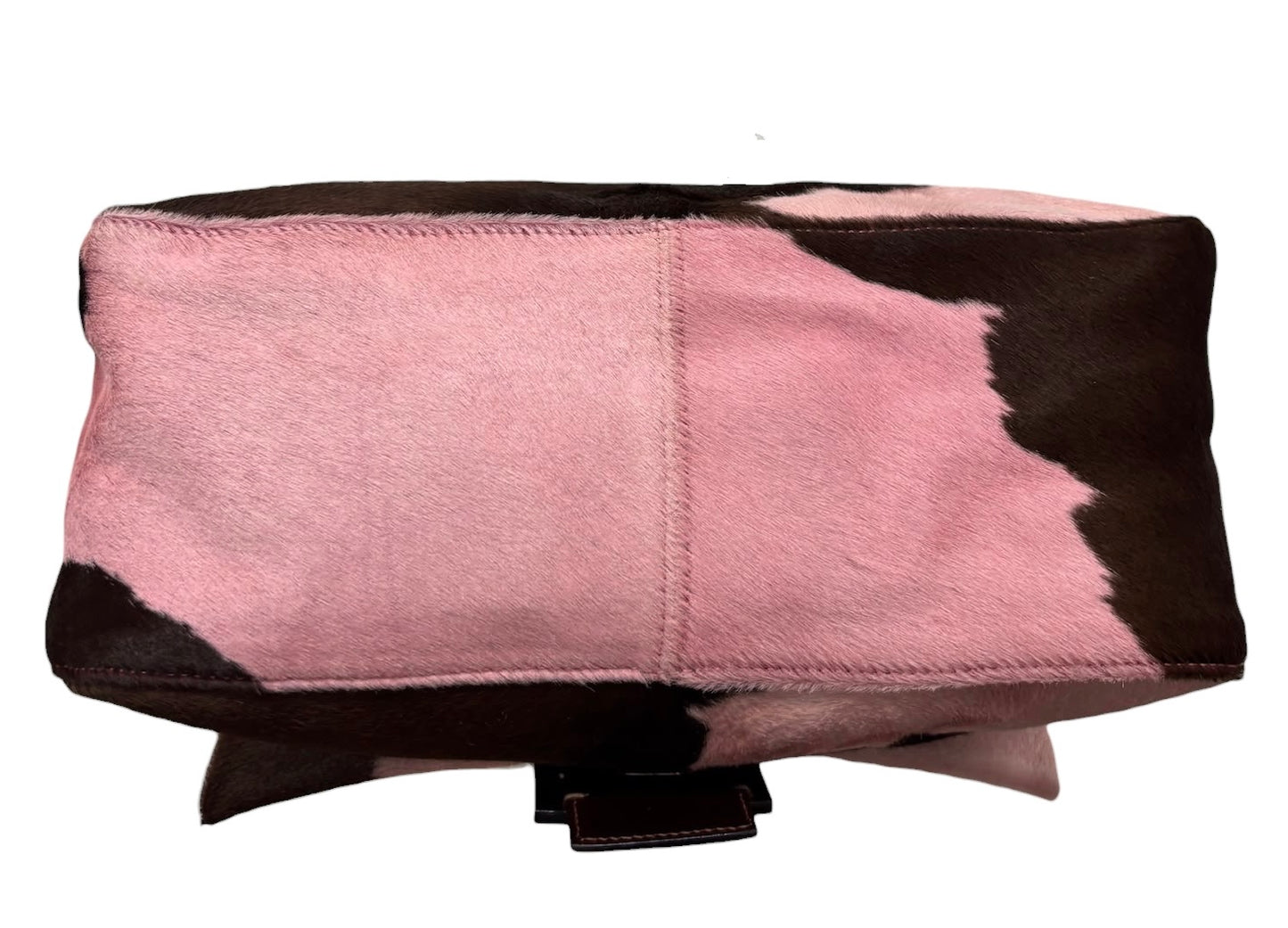 Fendi Vintage Pink & Brown Cow Print Pony Hair Mamma Baguette Shoulder Bag