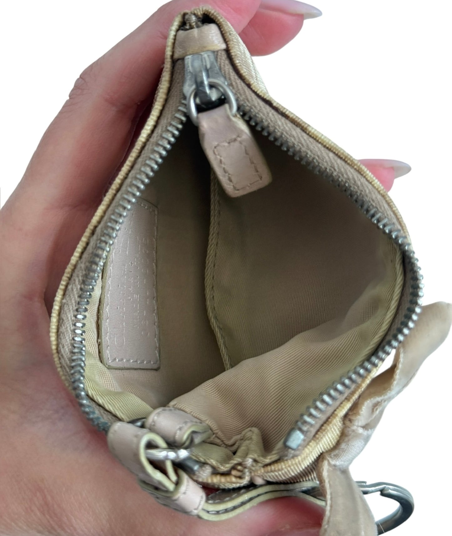 Dior Vintage 2005 Beige Trotter Monogram Romantique Card Holder Key Chain Pouch