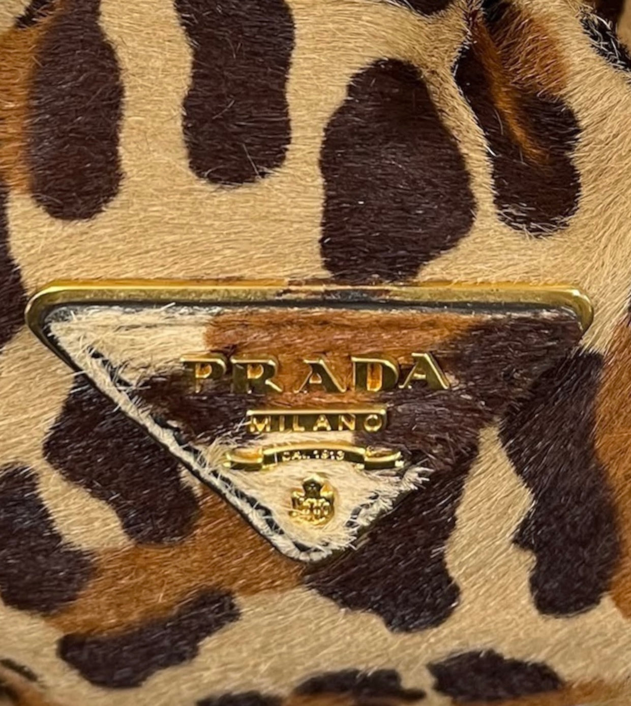 Prada Vintage Leopard Print Pony Hair Chain Link Buckle Small Shoulder Bag