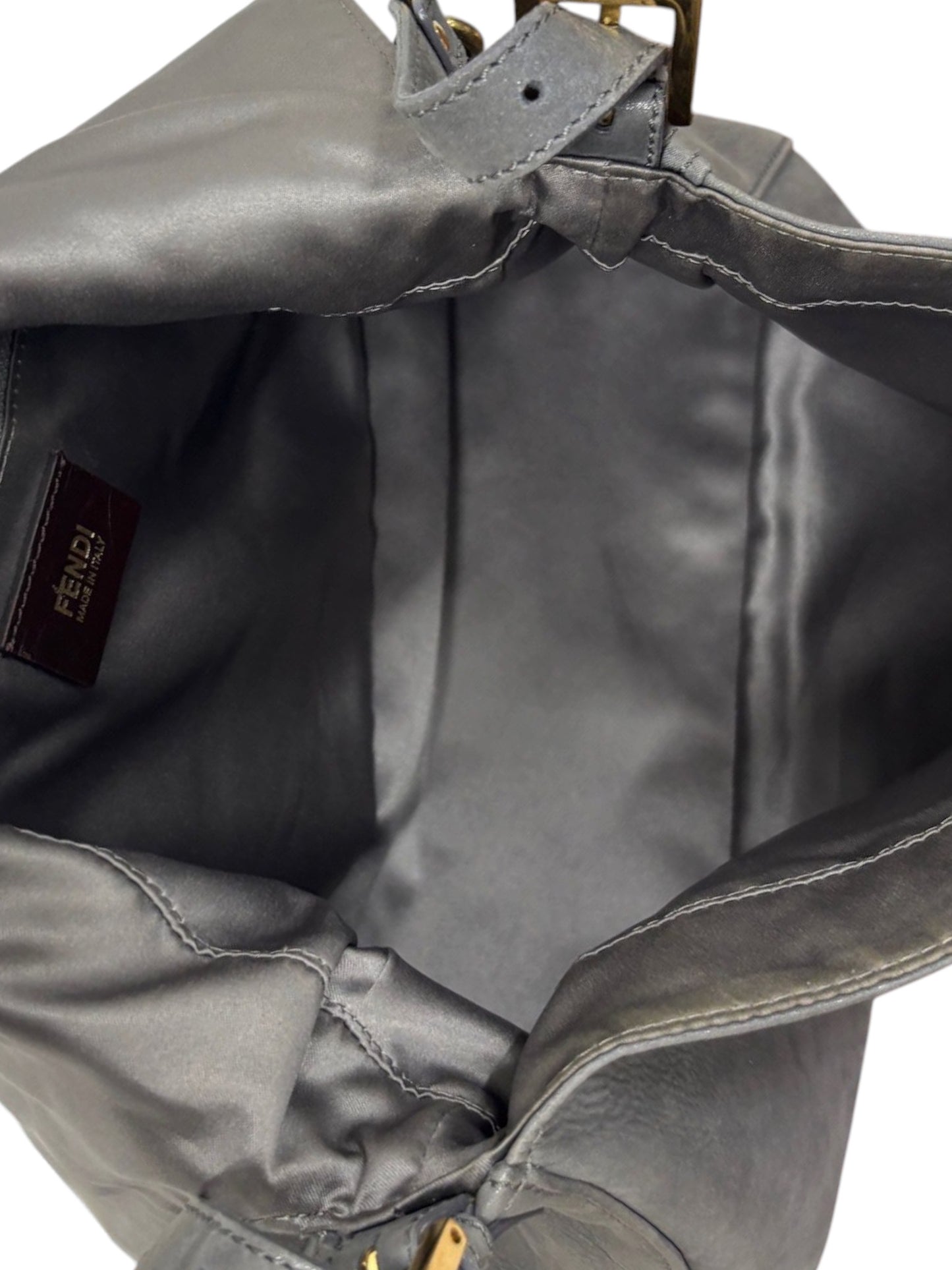 Fendi Vintage Dark Gray Micro Suede XL Mamma Baguette with Marble Logo