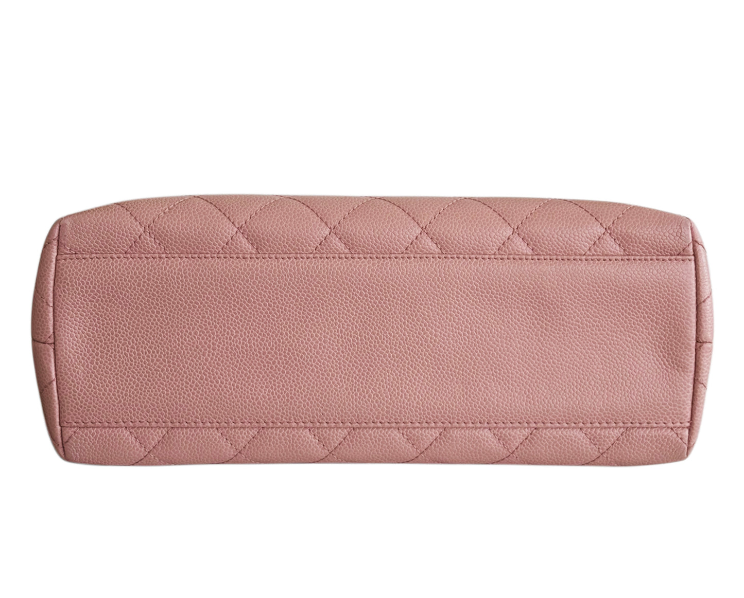 Chanel Vintage 00s Sakura Pink Quilted Caviar Leather Medium Kelly Top Handle Classic Flap Bag