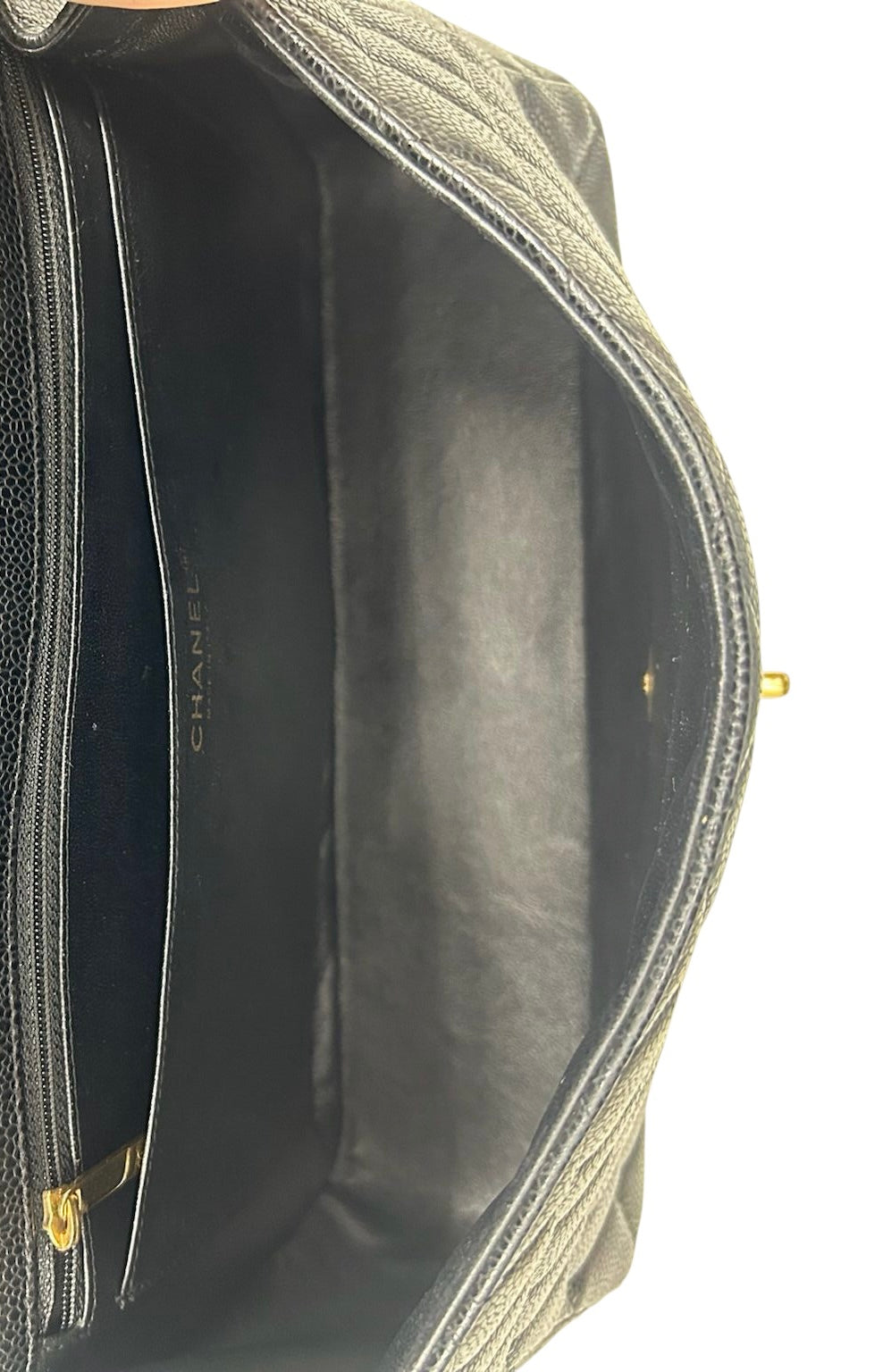 Chanel Black Quilted Caviar Jumbo Classic Single Flap Bag 