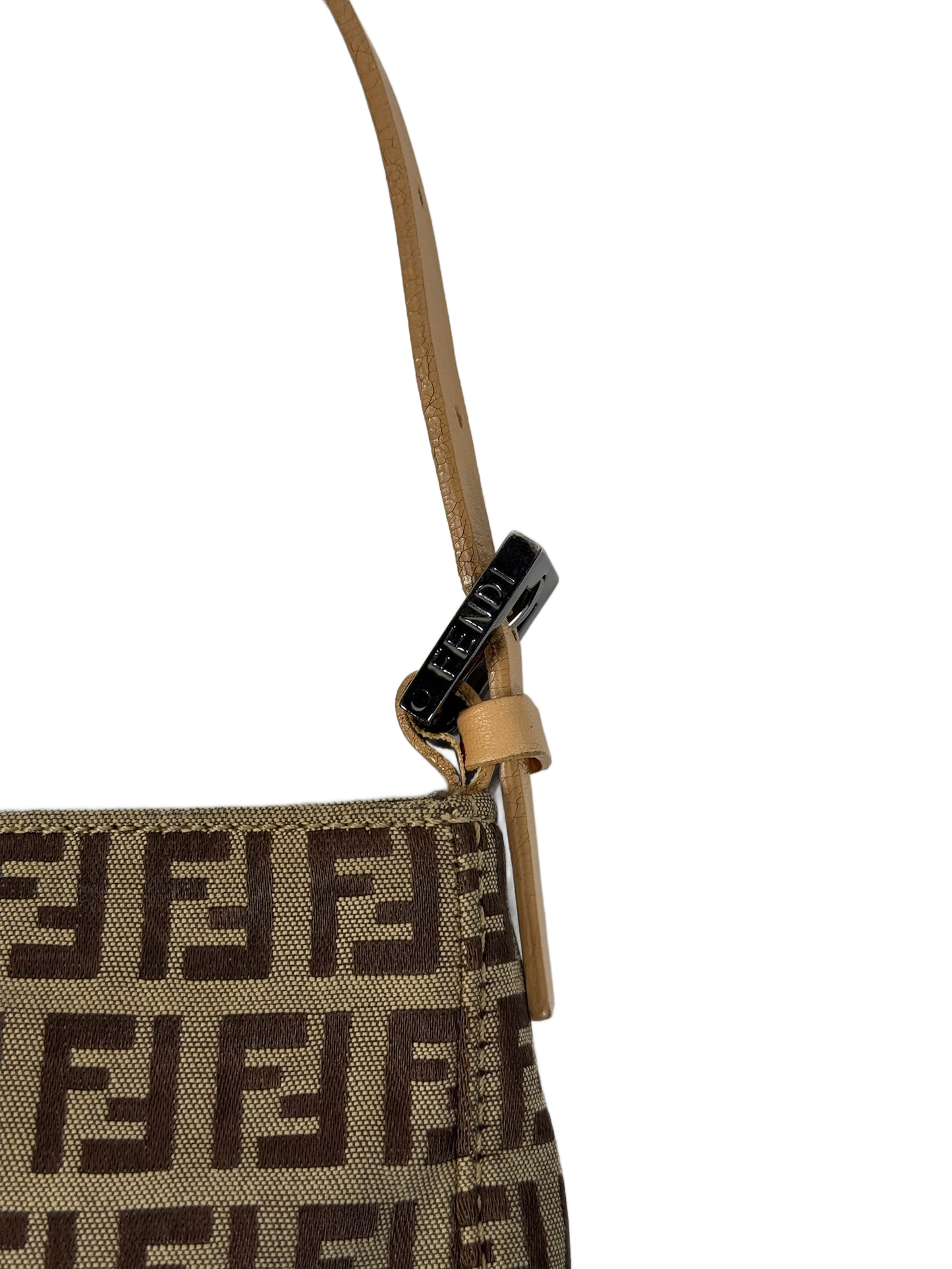 Fendi Vintage Beige & Brown Zucchino Zucca Monogram Small Pochette Bag