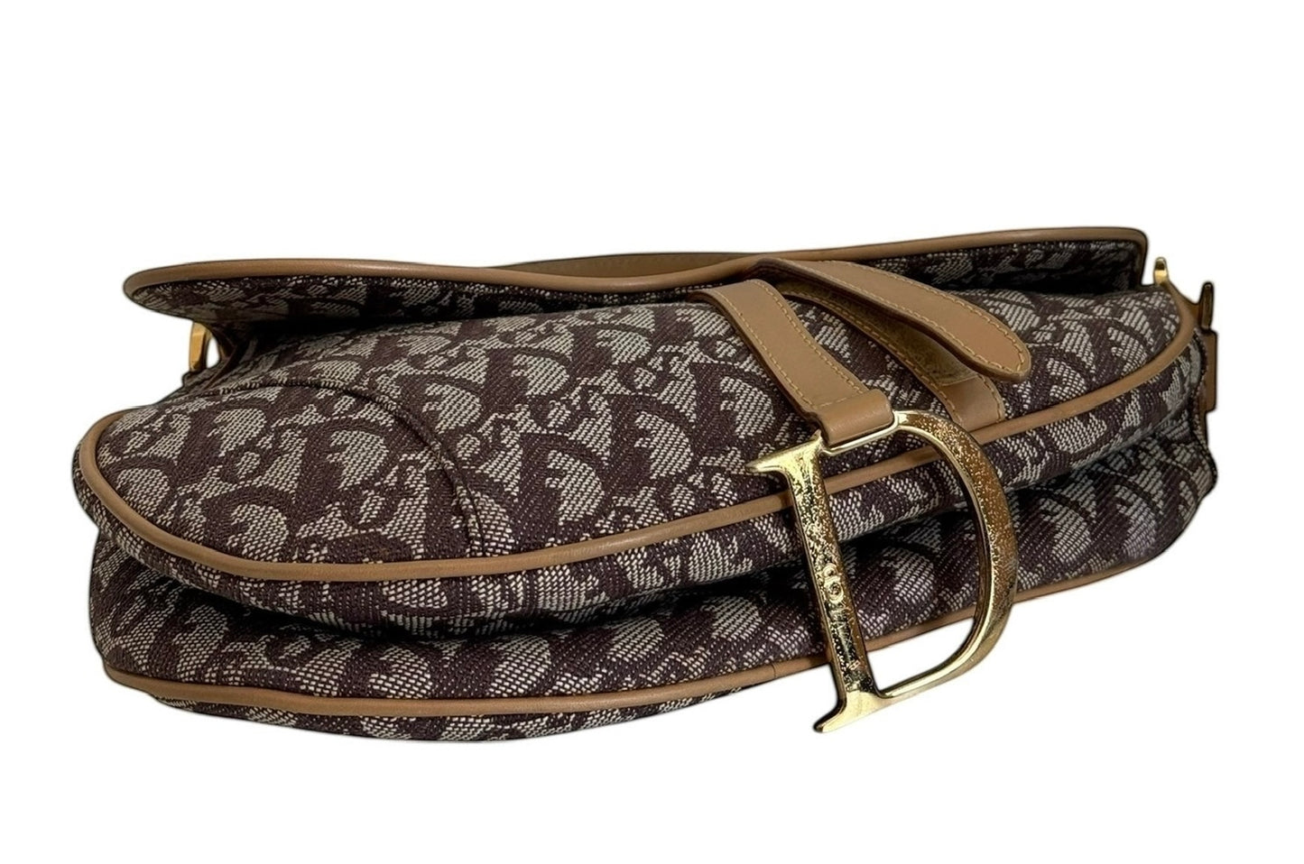 Dior Vintage 2002 Brown Trotter Monogram Medium Saddle Bag