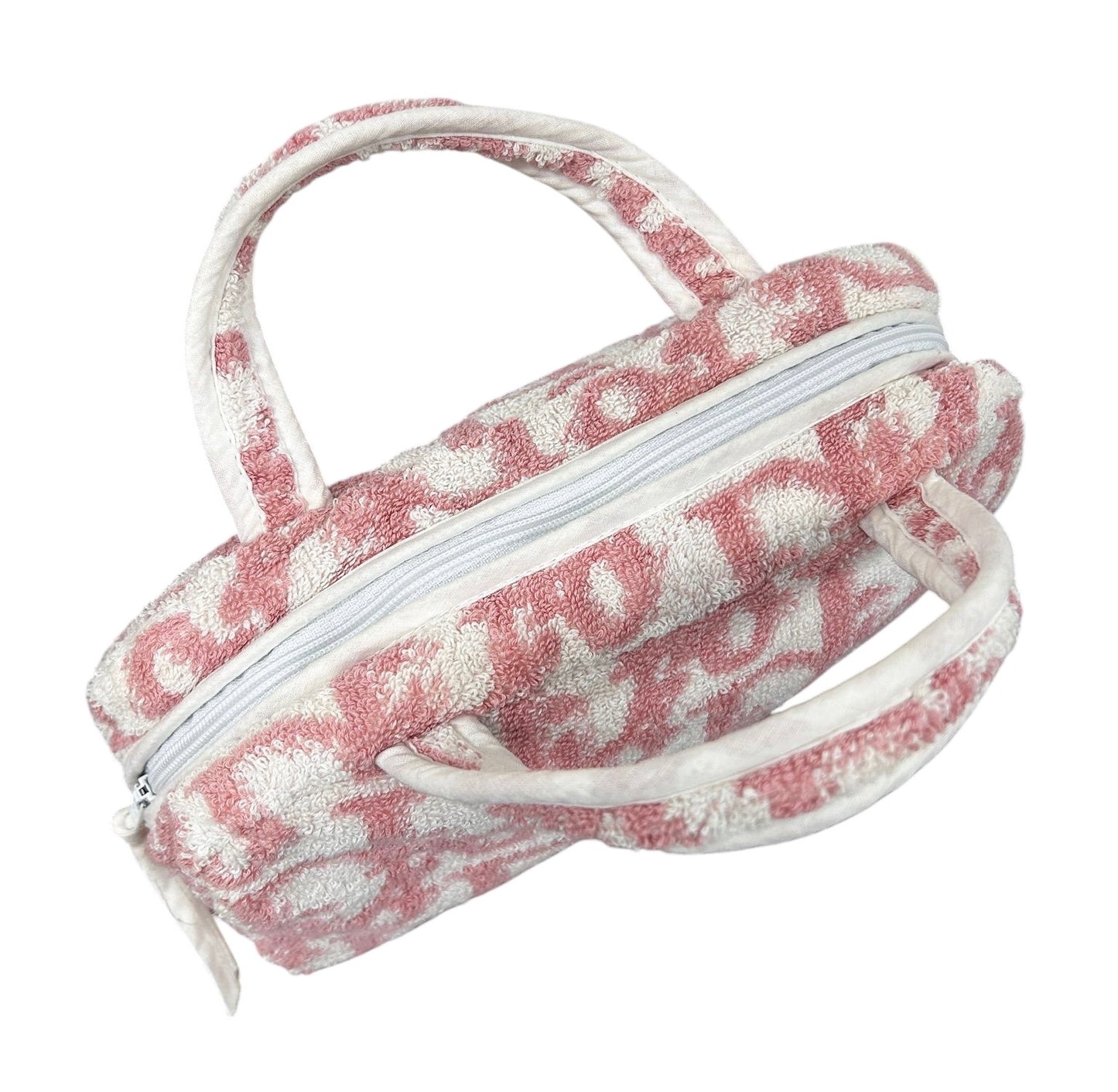 Dior Vintage Pink Monogram Diorissimo Terrycloth Cosmetic Mini Top Handle Bag
