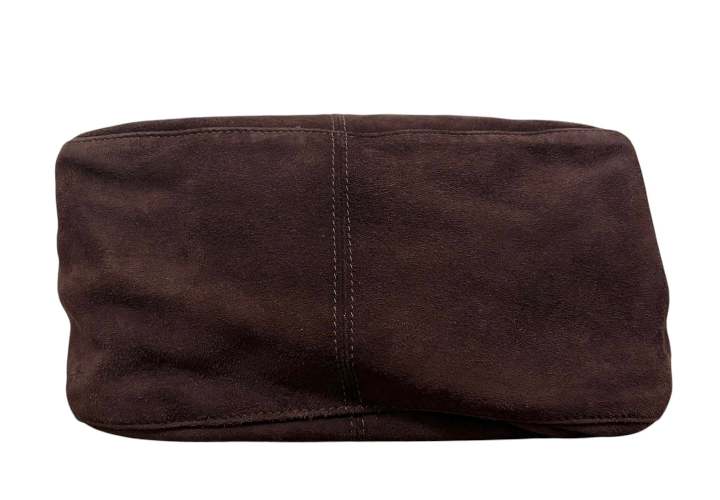 Fendi Vintage Brown Suede Double Flap Bucket Shoulder Baguette Bag 